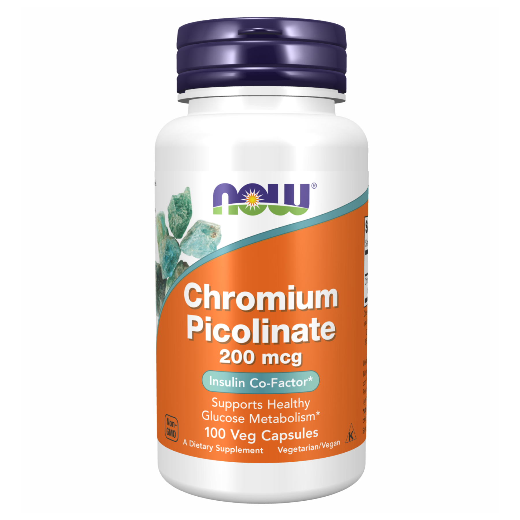 Хром піколінат для контролю рівня цукру, Now Foods Chromium Picolinate, 200 мкг, 100 вегетаріанських капсул