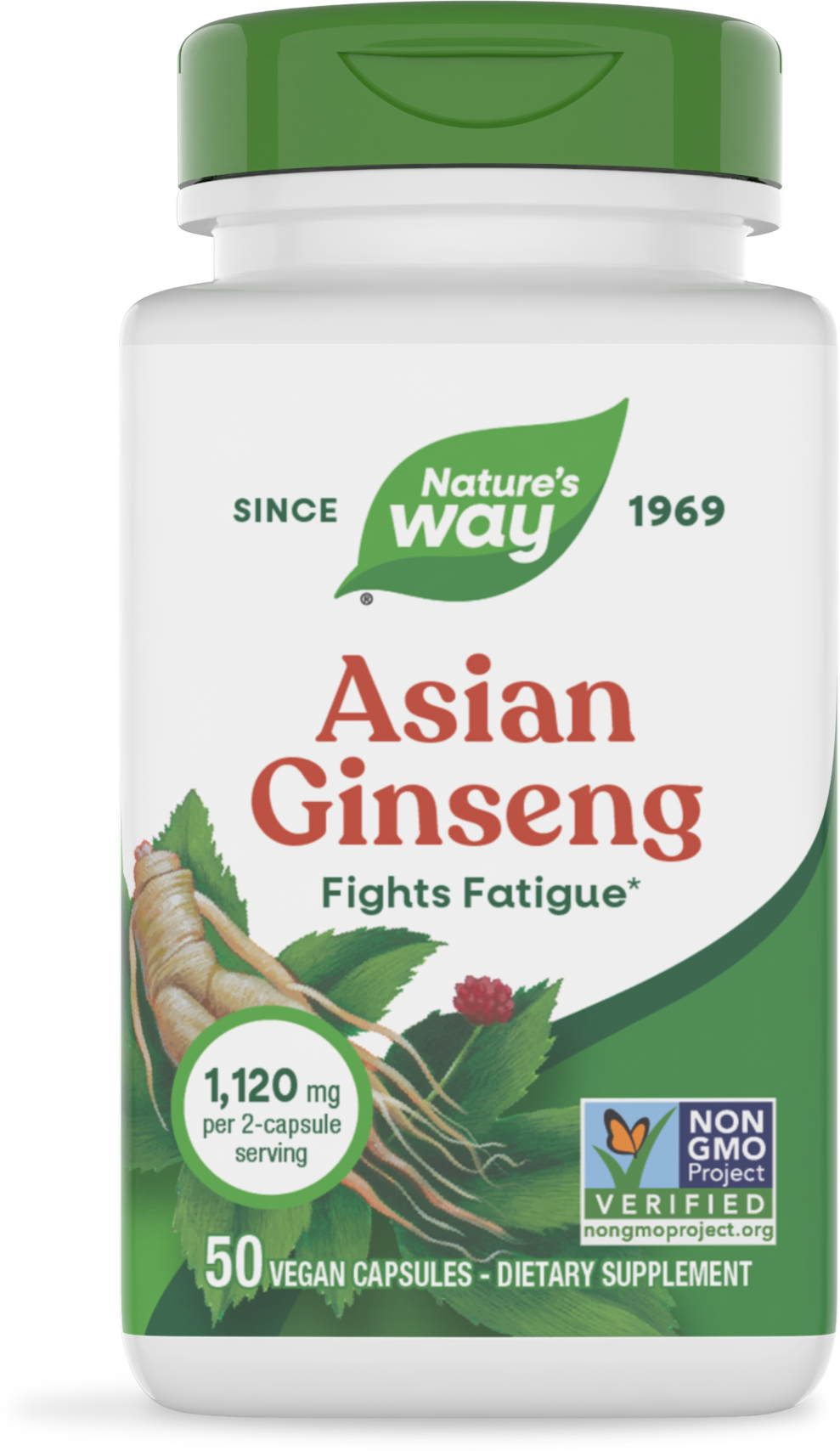 Азіатський женьшень, Nature's Way Asian Ginseng, 560 мг, 50 вегетаріанських капсул