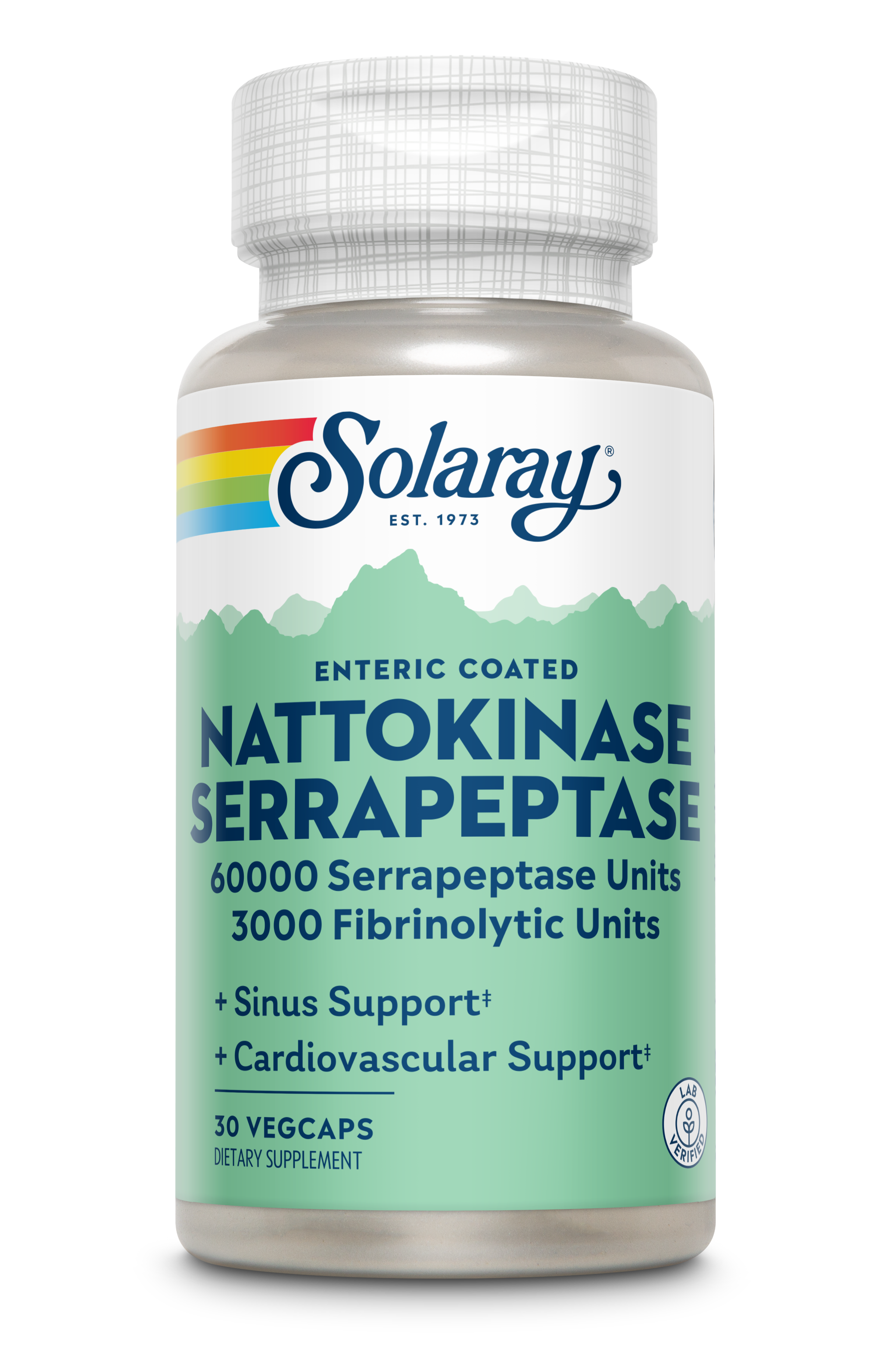 Ферменти наттокіназа та серрапептаза, Solaray Nattokinase & Serrapeptase, 30 вегетаріанських капсул
