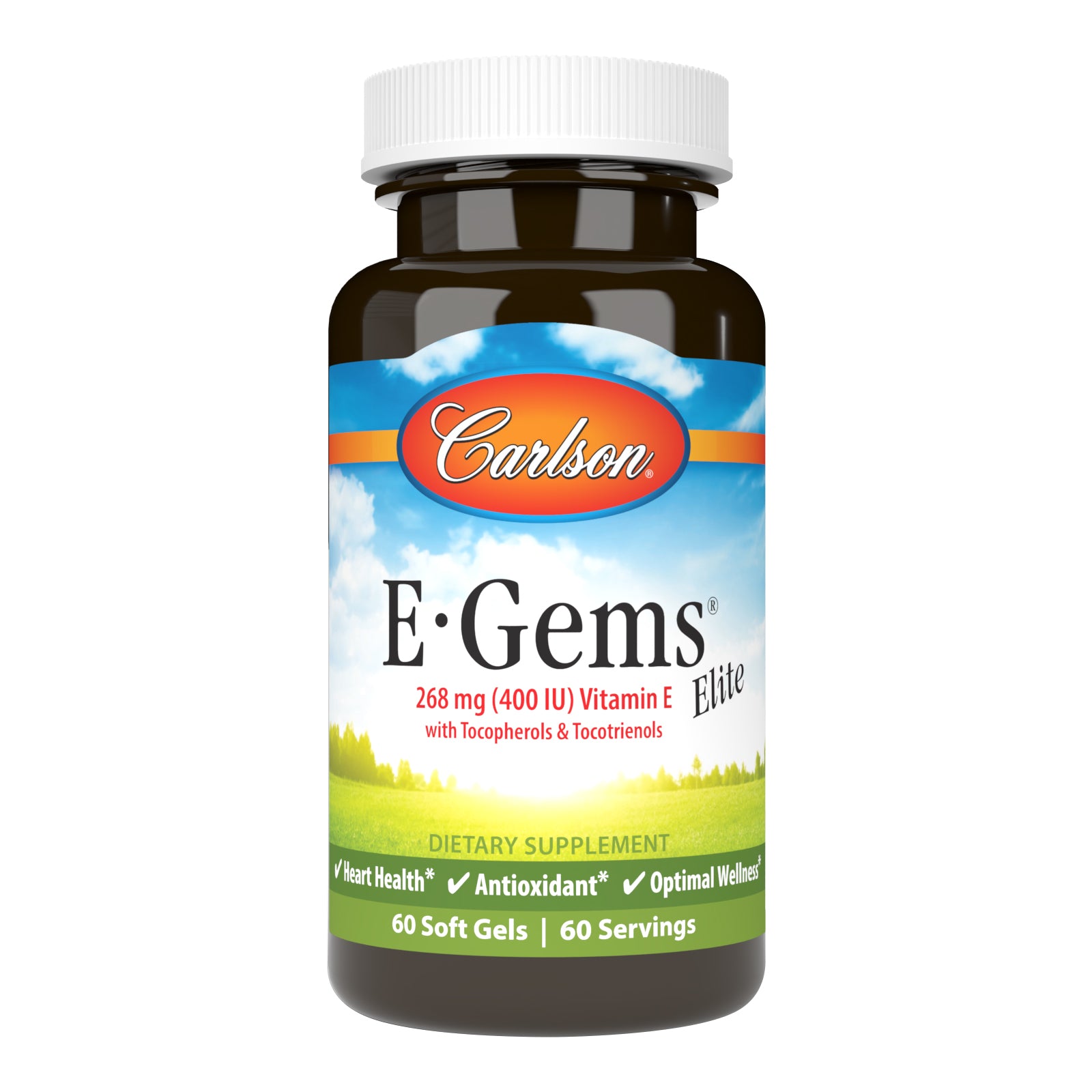Вітамін Е, Carlson Labs E-Gems Elite, 400 МО, 60 м'яких капсул