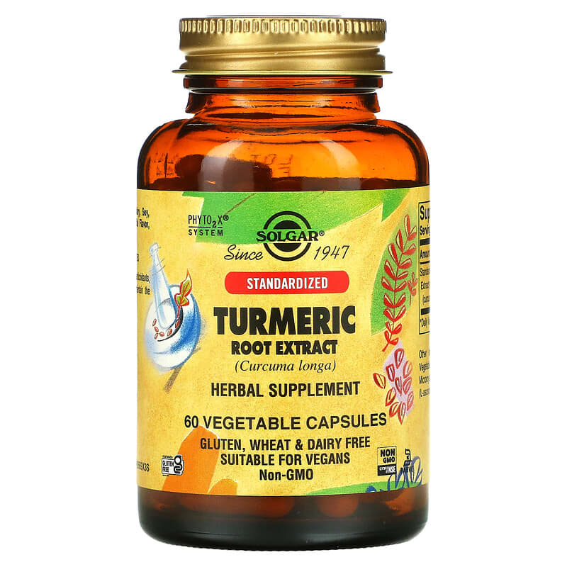 Екстракт кореня куркуми, Solgar Turmeric Root Extract, 400 мг, 60 вегетаріанських капсул
