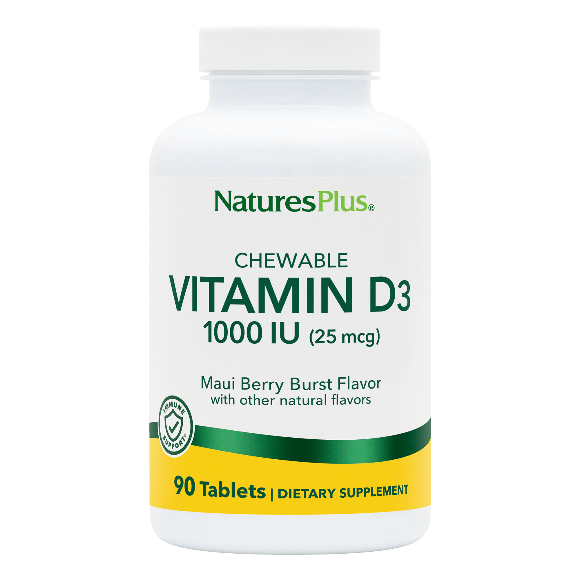 Жувальний вітамін D3 для дорослих, Natures Plus Vitamin D3, 1000 МО, 90 таблеток (Ягоди)