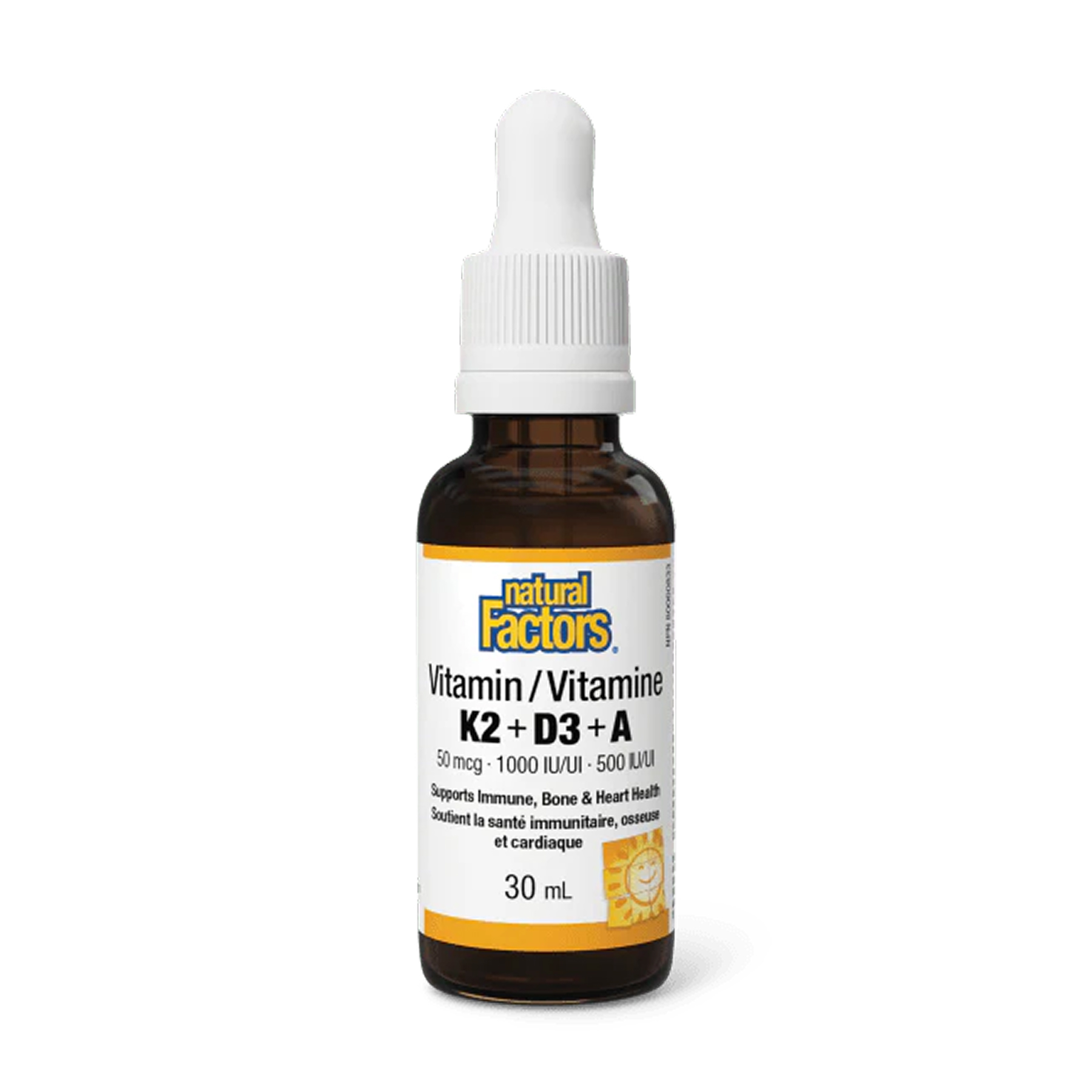 Вітамін K2, D3 та A, Natural Factors Vitamin K2+D3+A, 1000 МО, 30 мл