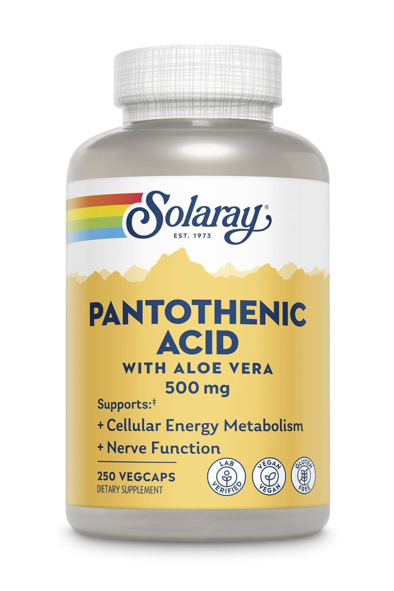 Пантотенова кислота (вітамін B5), Solaray Pantothenic Acid, 500 мг, 250 вегетаріанських капсул