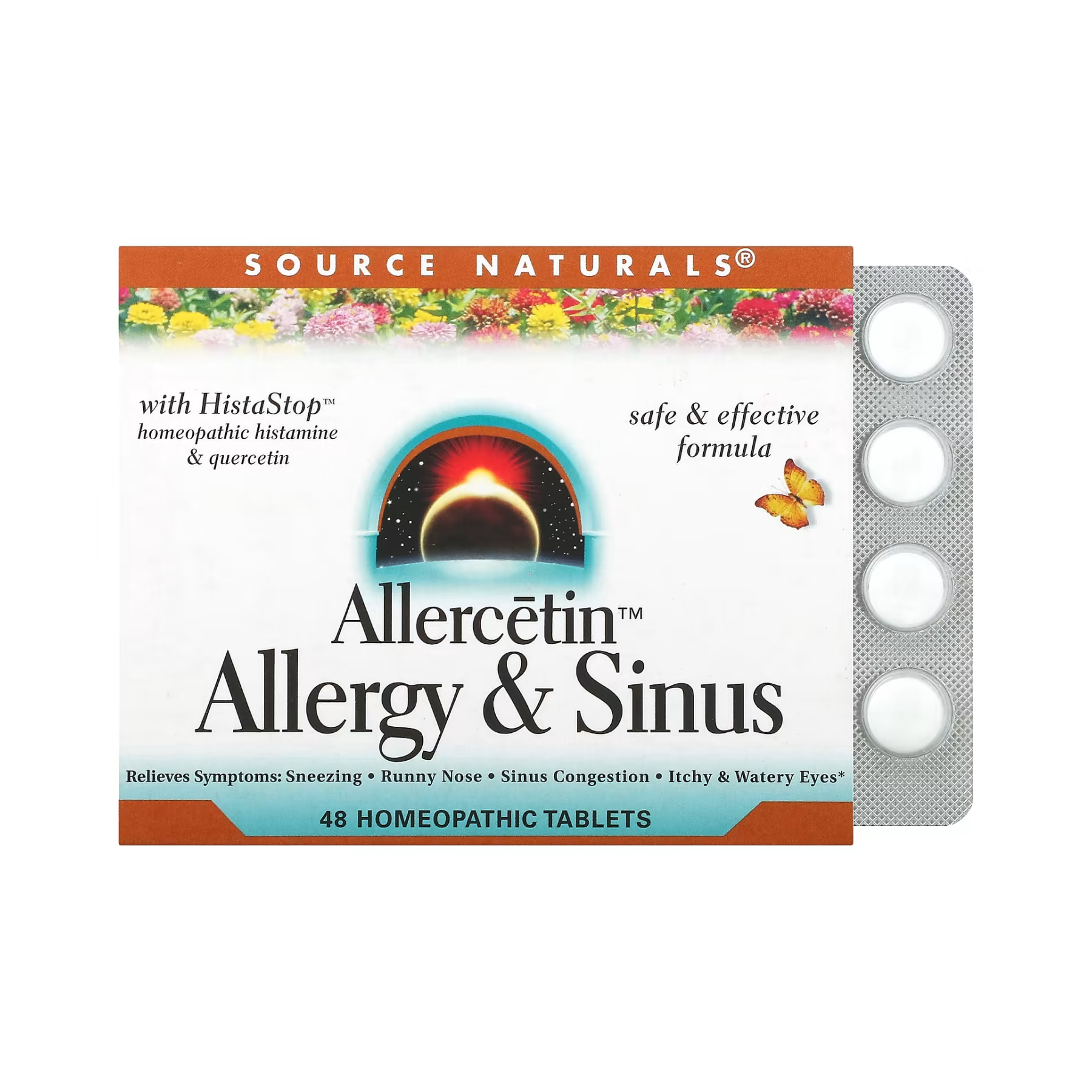 Гомеопатичний засіб від алергії та закладеності носа, Source Naturals Allercetin Allergy & Sinus, 48 таблеток
