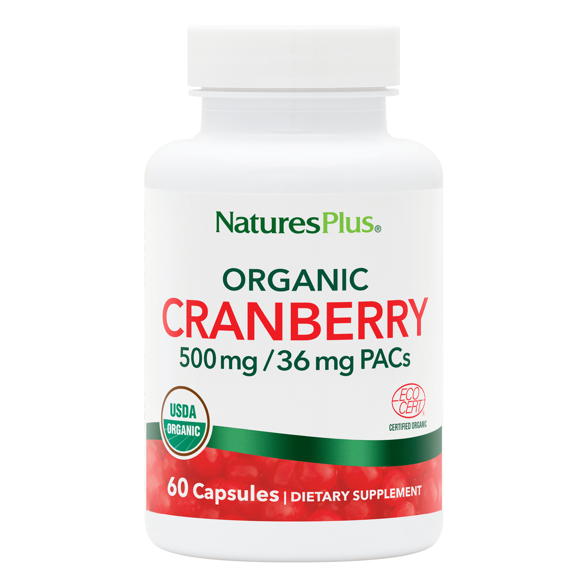 Журавлина органічна, 500 мг, Organic Cranberry, Natures Plus, 60 капсул