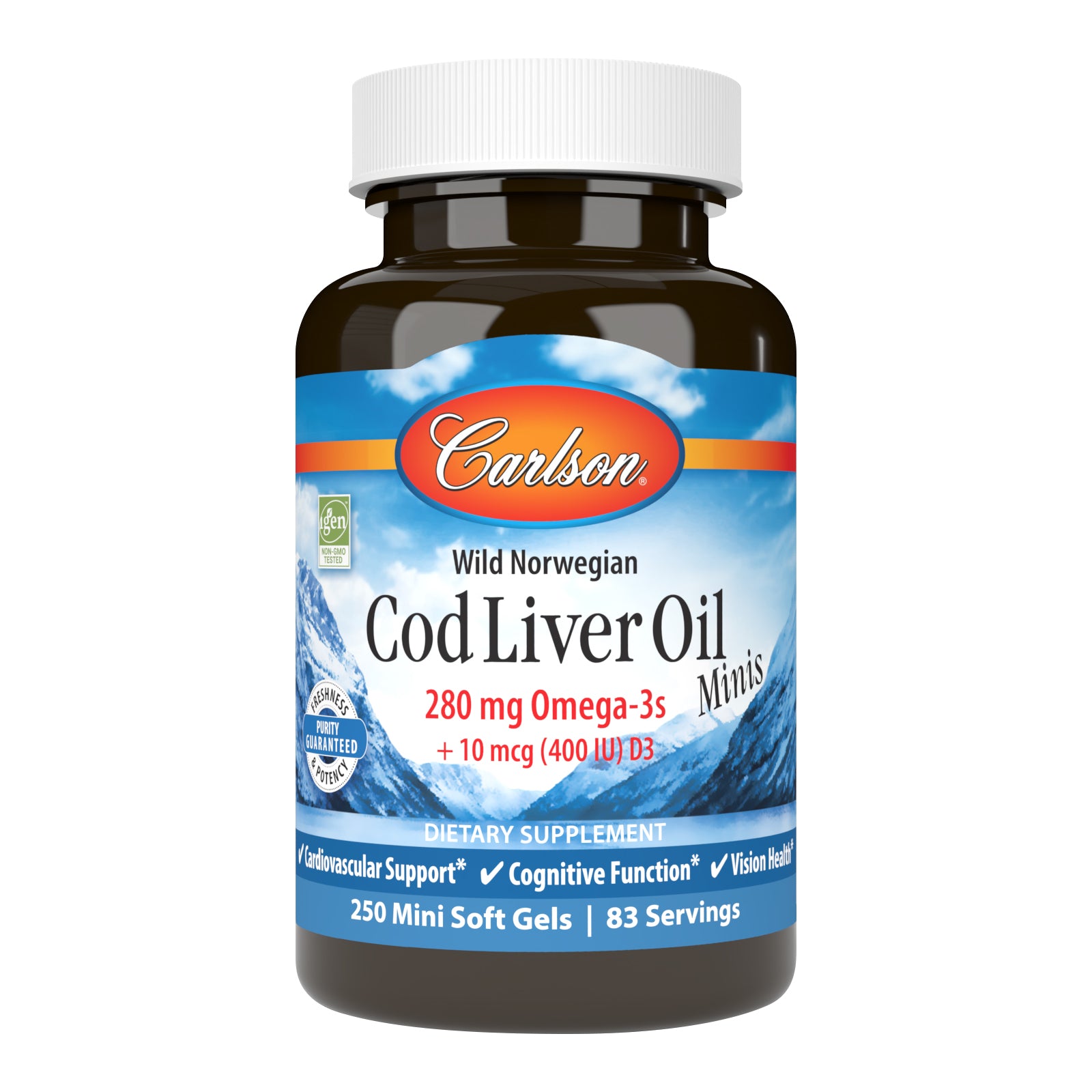 Риб'ячий жир, Carlson Labs Wild Norwegian Cod Liver Oil Minis, 280 мг, 250 м'яких капсул