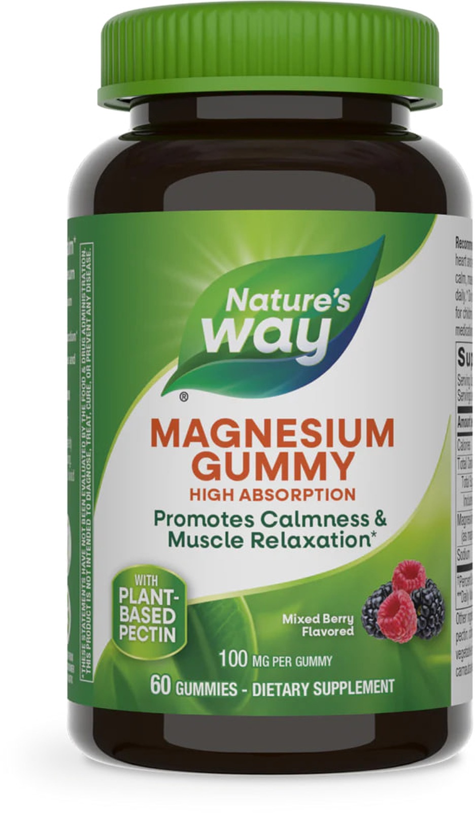 Магній цитрат, Nature's Way Magnesium Gummy, 100 мг, 60 жувальних цукерок (ягід)