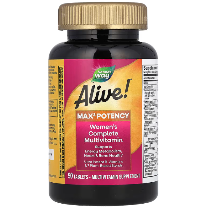 Мультивітамінний комплекс для жінок, Nature's Way Alive! Max3 Potency Women's Complete Multivitamin, 90 таблеток