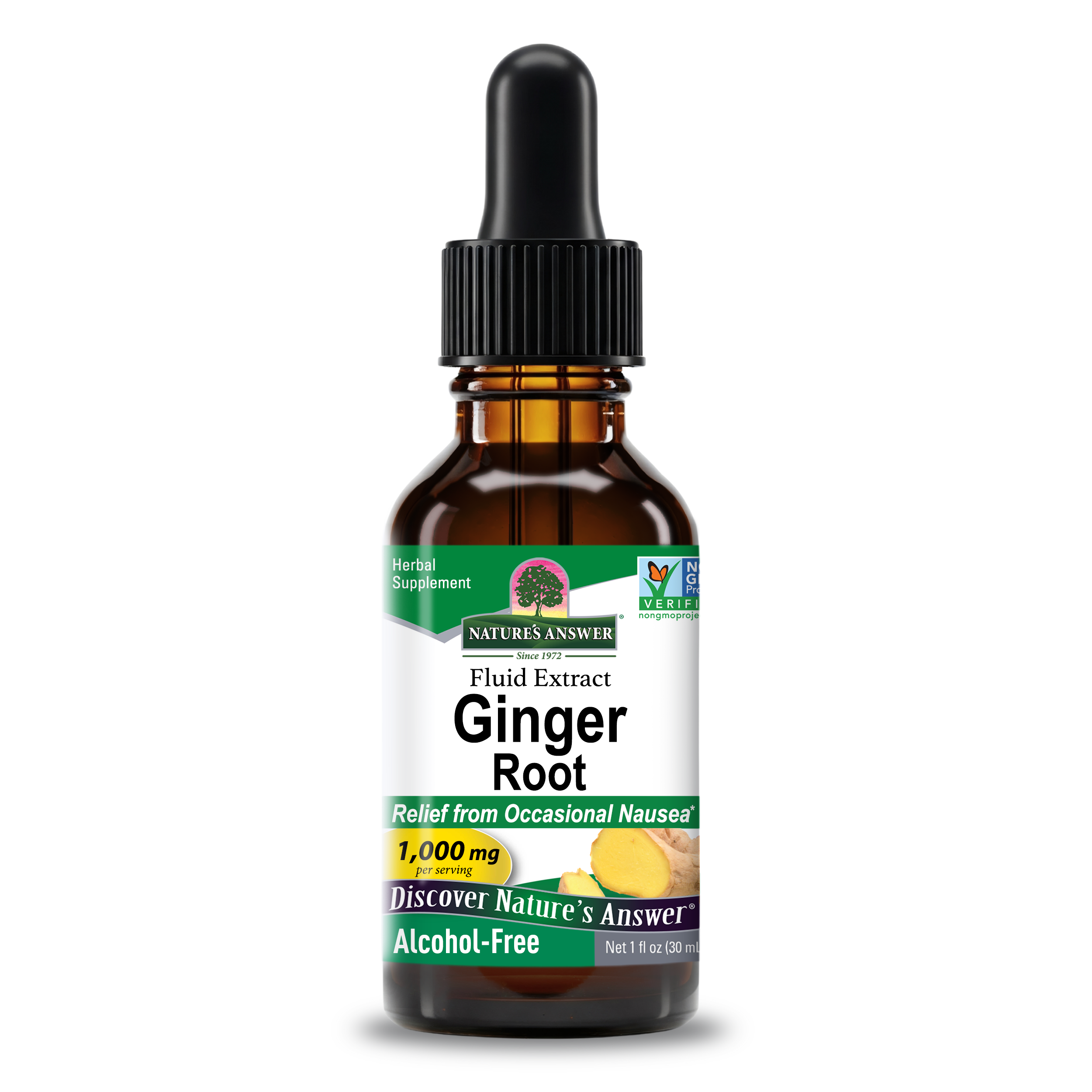 Екстракт кореня імбиру, Nature's Answer Ginger Root Fluid Extract Alcohol-Free, 1000 мг, 30 мл