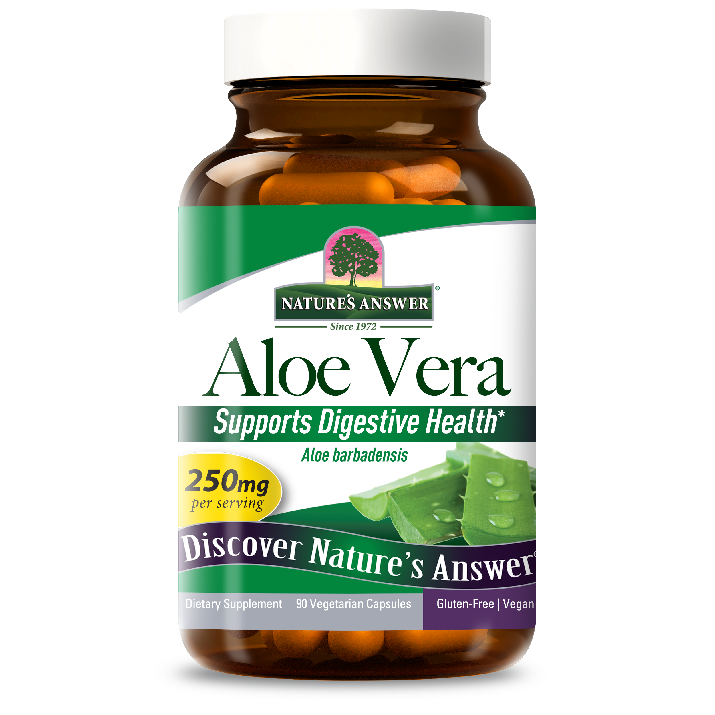 Алое вера фітогель, Nature's Answer Aloe Vera Phytogel, 250 мг, 90 вегетаріанських капсул