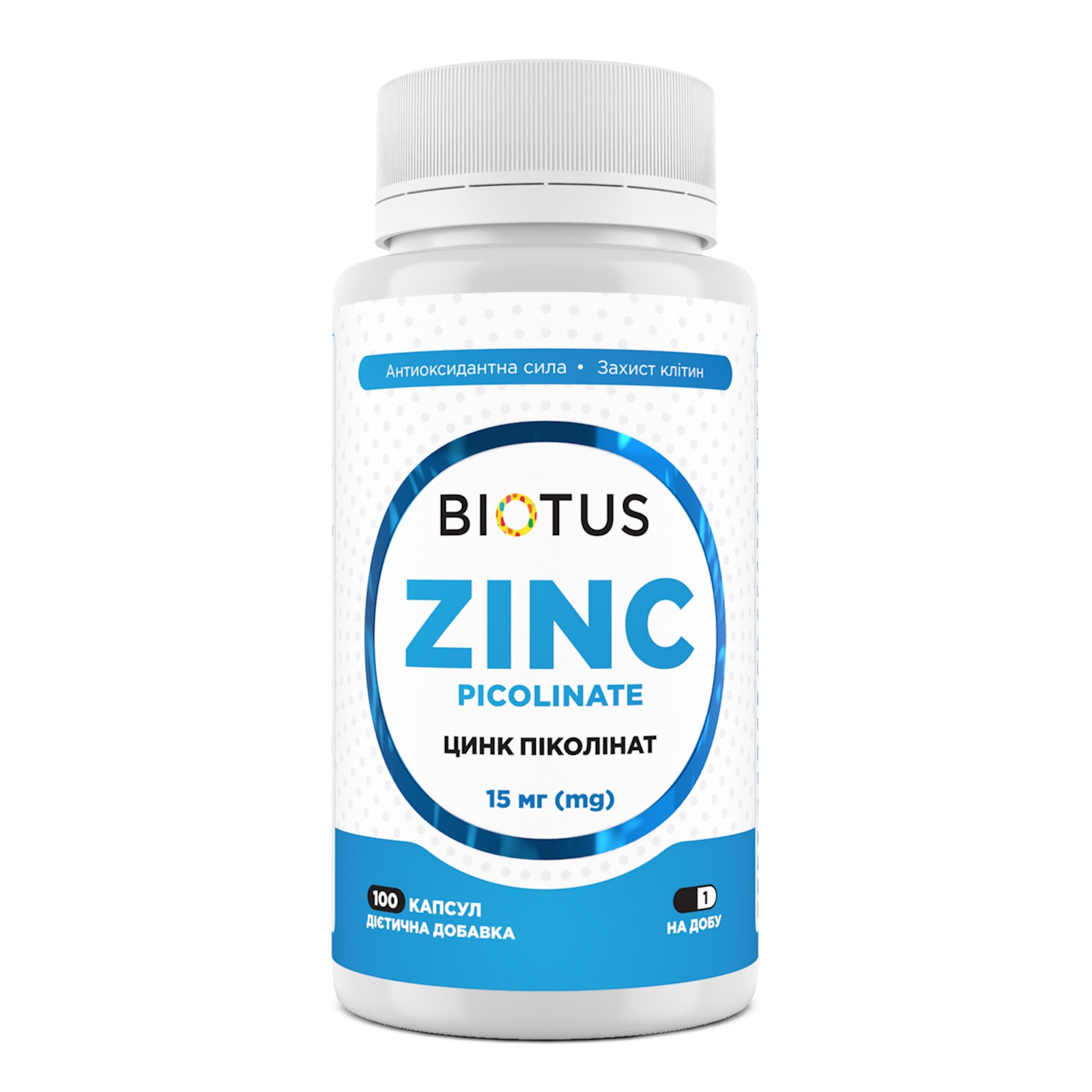 Цинк піколінат, Biotus Zinc Picolinate, 15 мг, 100 капсул
