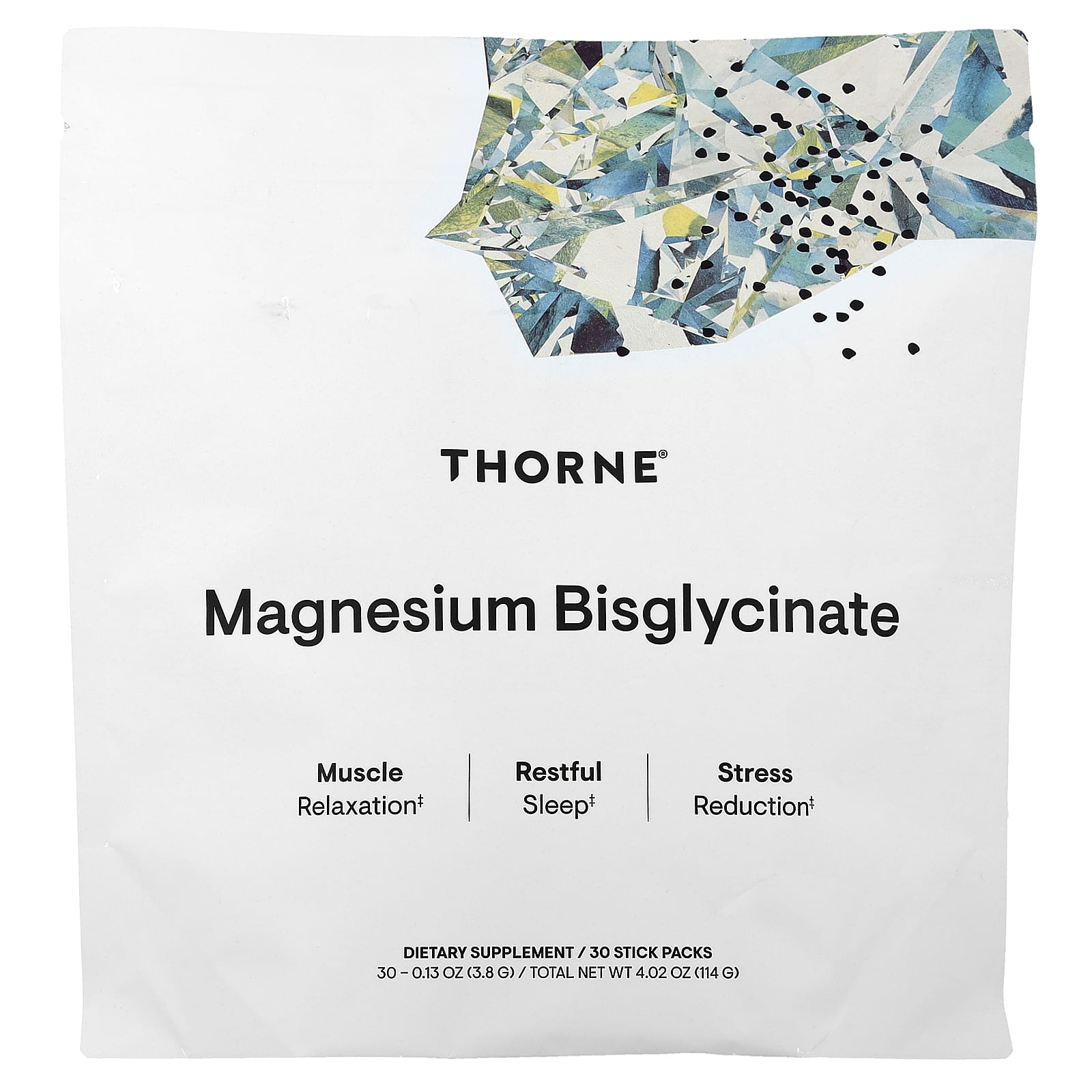Магнію бісгліцинат, Magnesium Bisglycinat, Thorne, 30 пакетиків-стиків по 3,8 г кожен