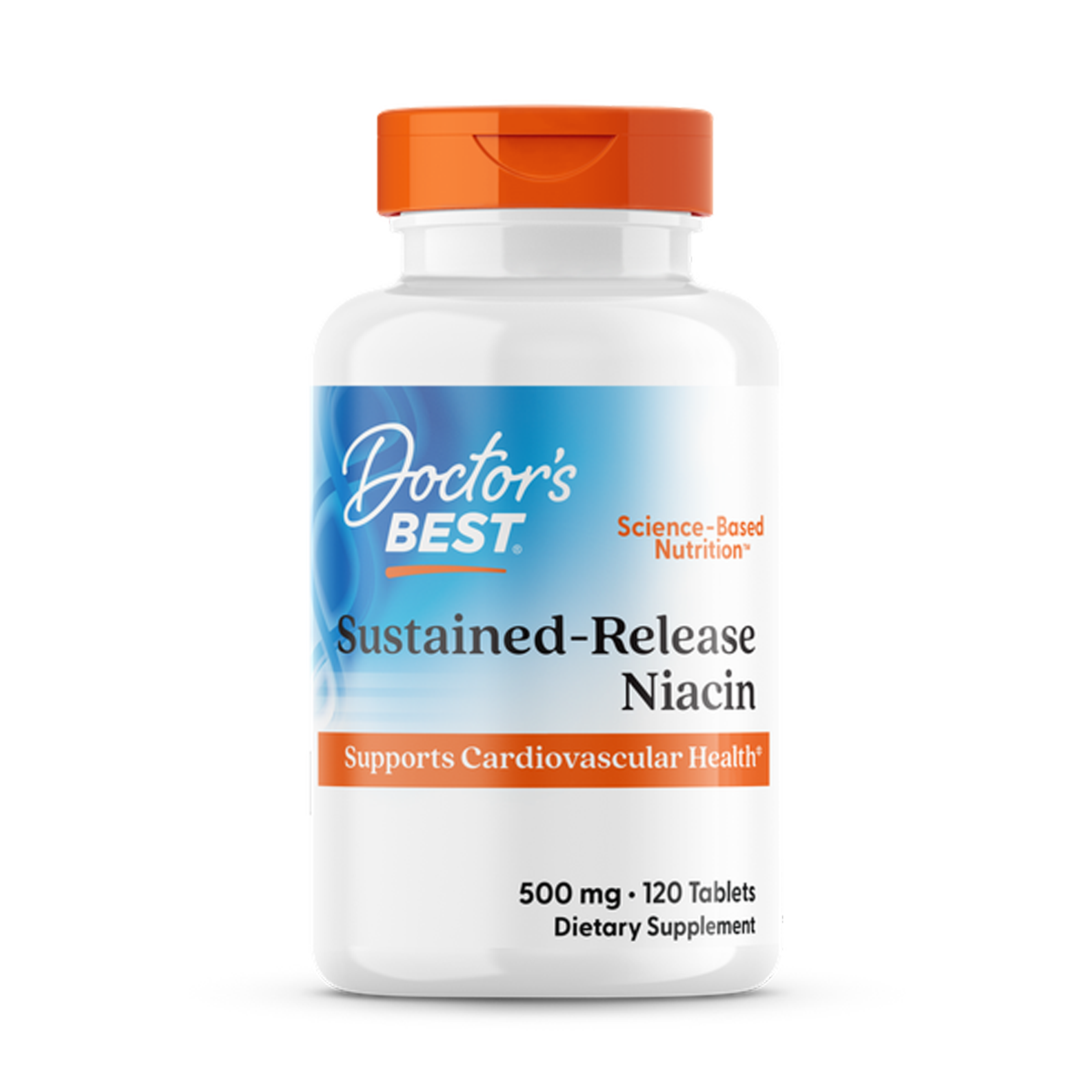 Вітамін B3 (ніацин), Doctor's Best Sustained-Release Niacin with niaXtend, 500 мг, 120 таблеток з уповільненим вивільненням