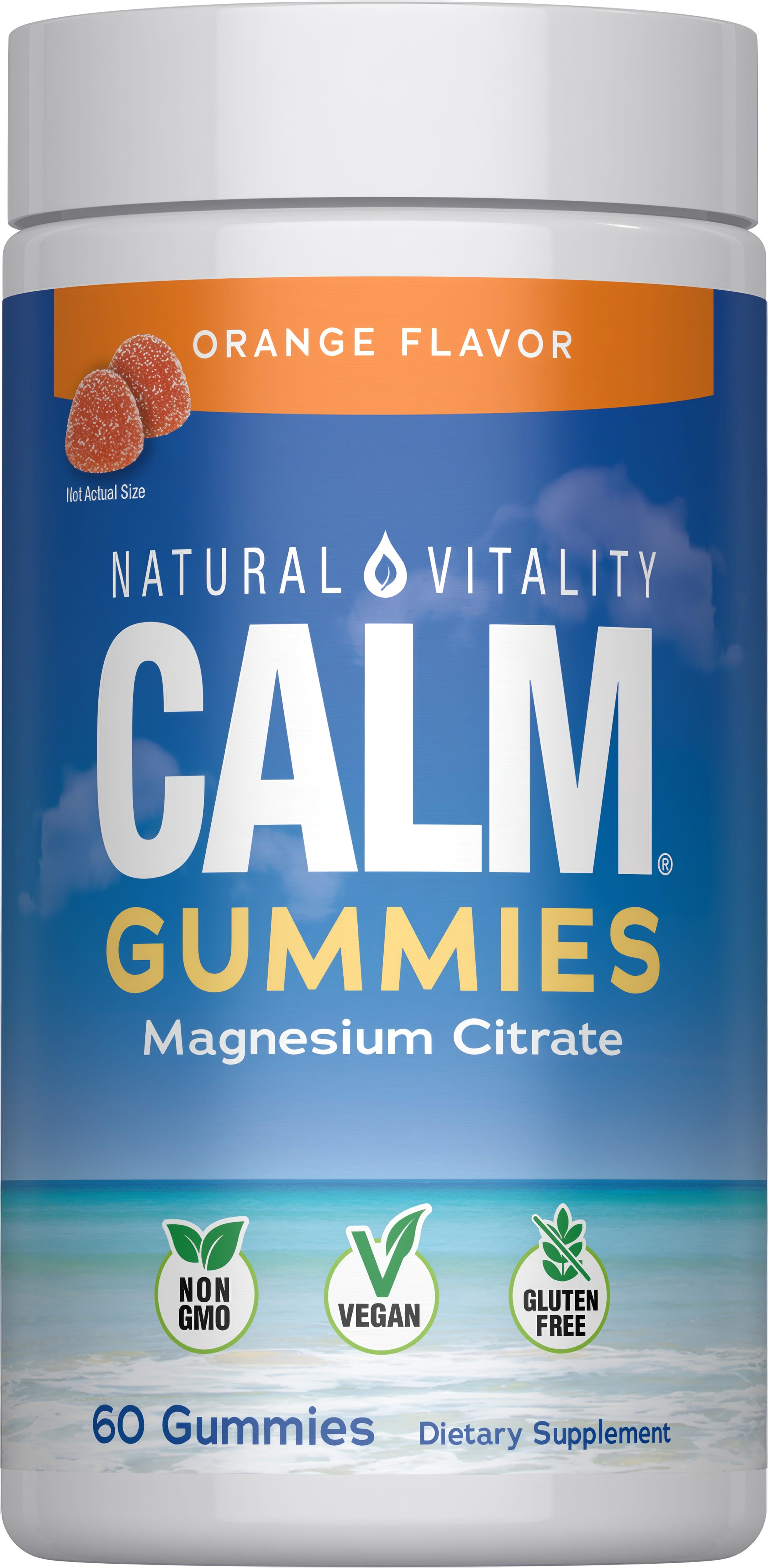 Цитрат магнію, Natural Vitality CALM Magnesium Supplement, 330 мг, 60 жувальних цукерок (Апельсин)