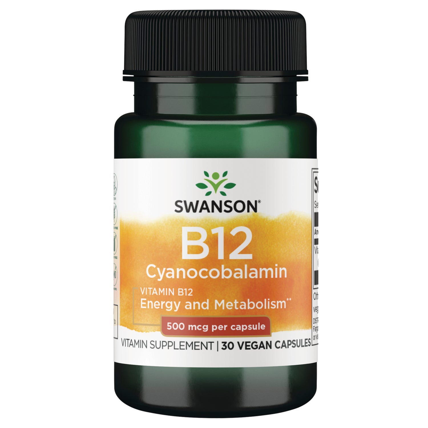 Вітамін B12, Swanson Vitamin B-12, 500 мкг, 30 капсул