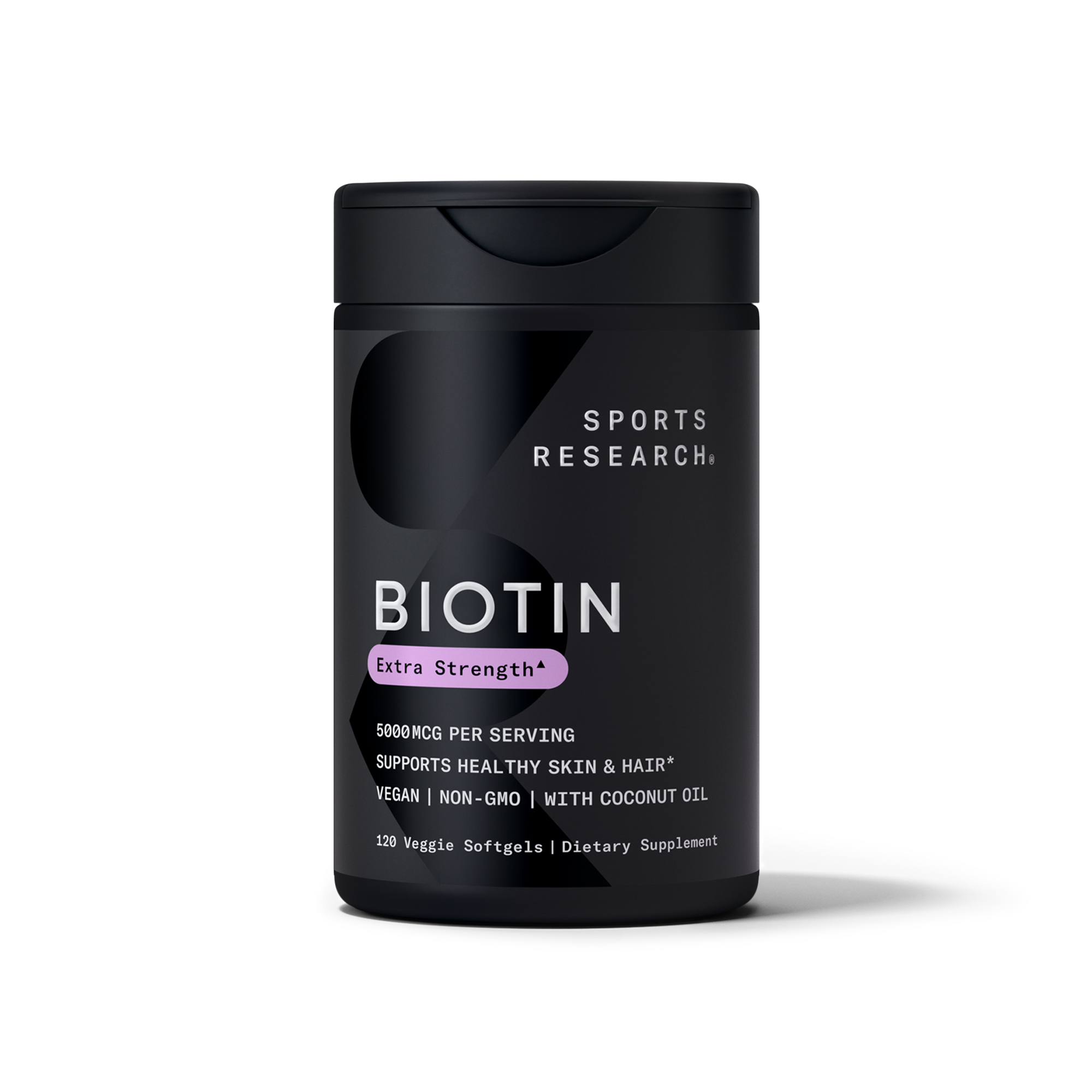 Біотин з кокосовим маслом, Sports Research Biotin with Coconut Oil, 5000 мкг, 120 м'яких капсул