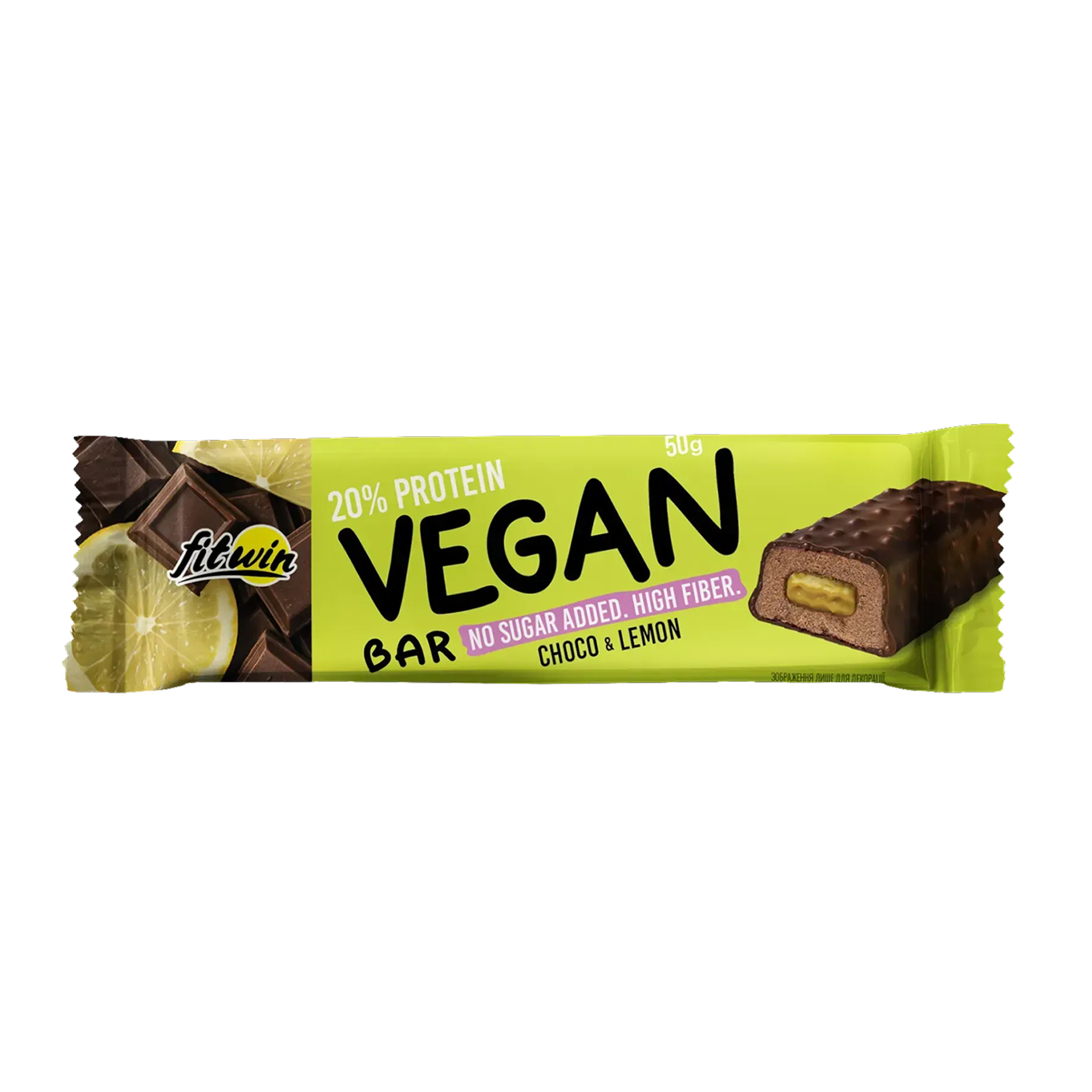 Протеїновий батончик, FitWin Vegan Bar, 12 шт. по 50 г. (Шоколад та лимон)