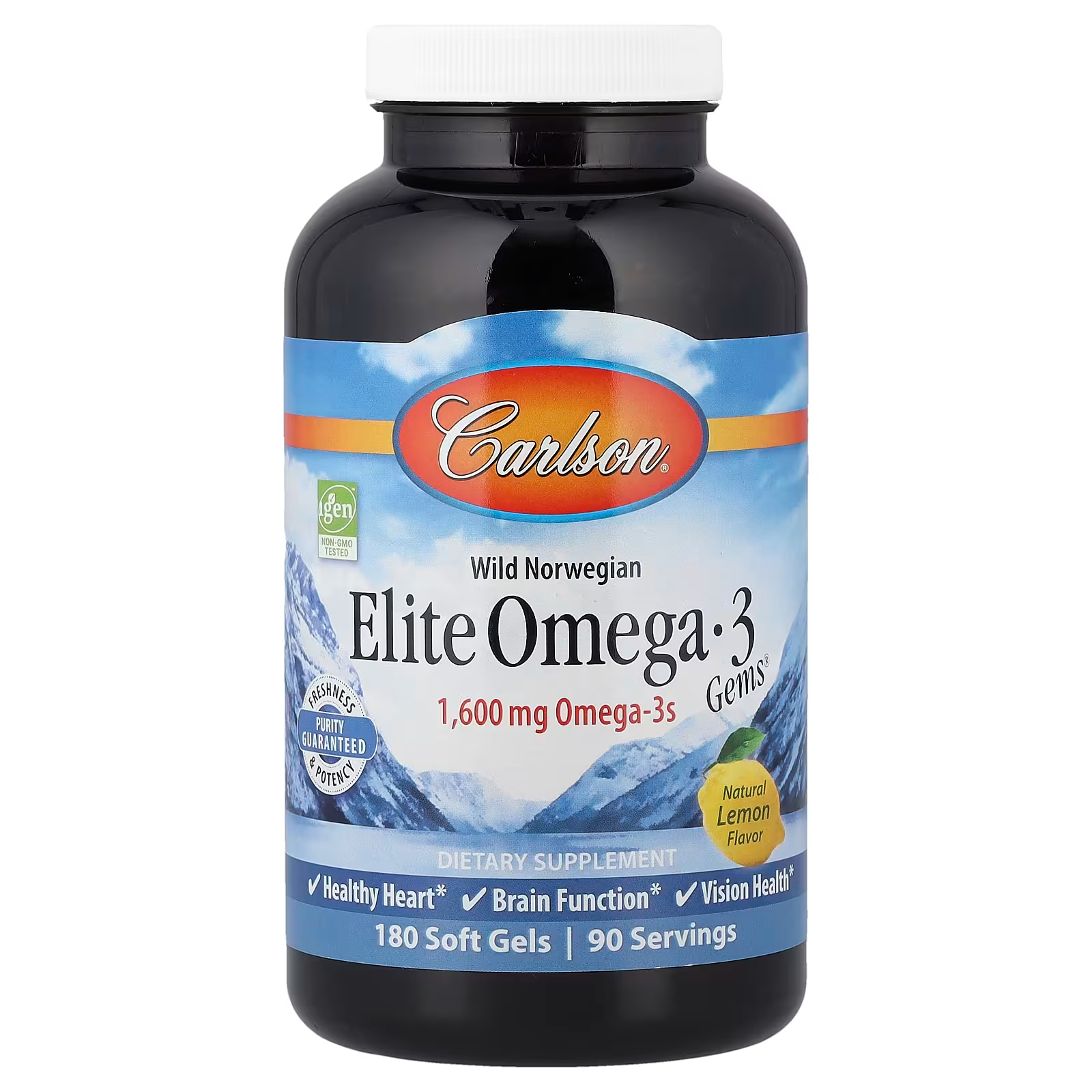 Риб'ячий жир Омега-3, Carlson Labs Elite Omega-3 Gems, 800 мг, 180 м'яких капсул (лимон)