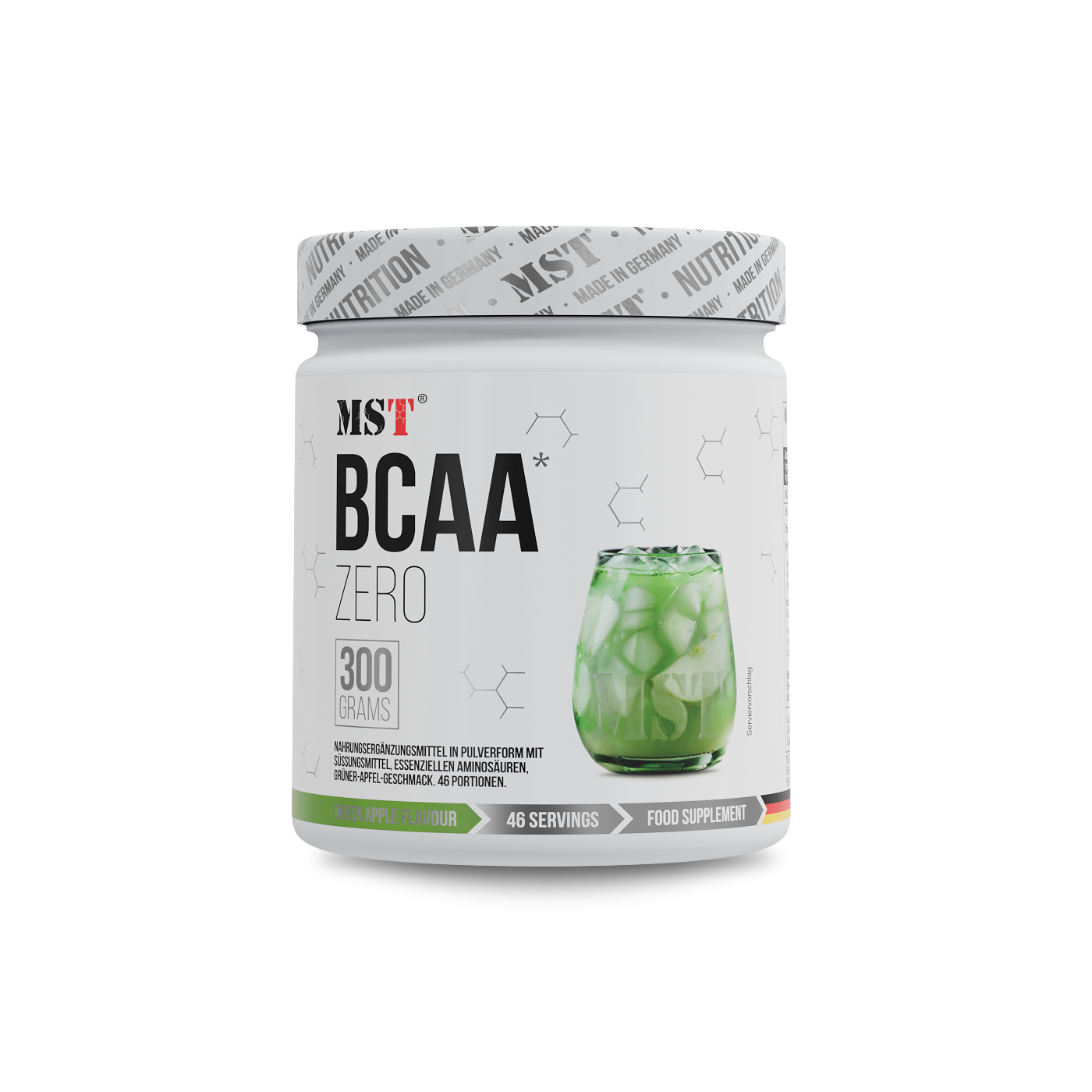 Амінокислоти BCAA, MST BCAA Zero, 300 г (Зелене яблуко)