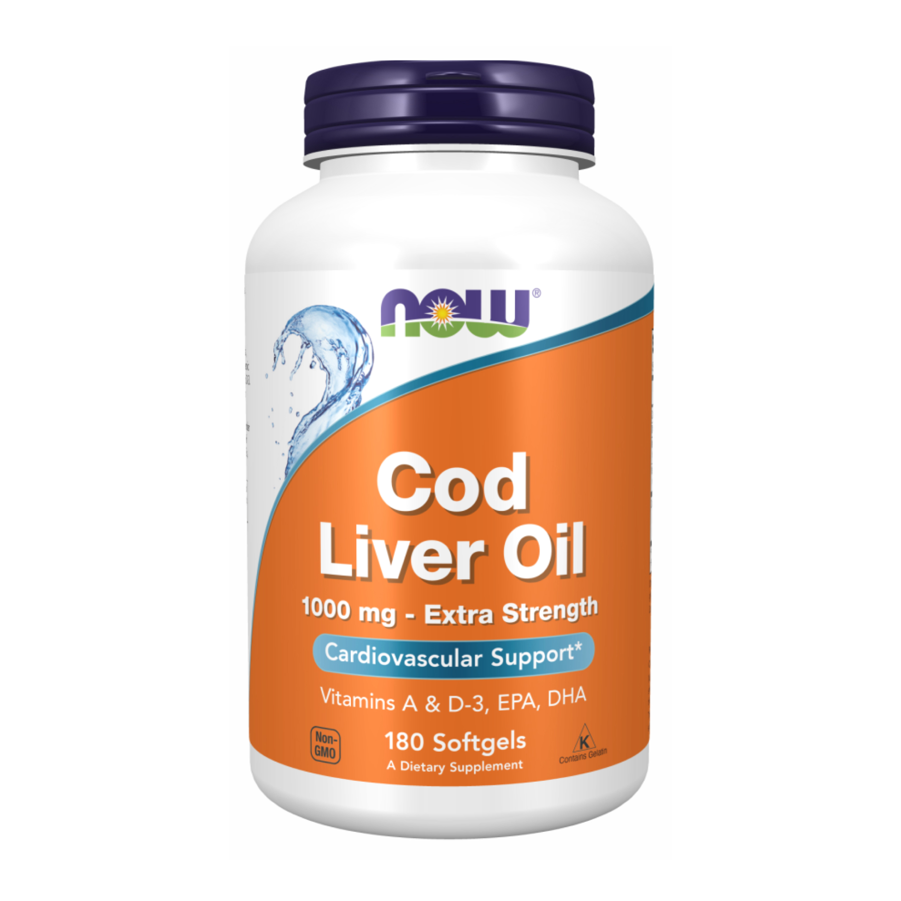 Риб'ячий жир з печінки тріски, Cod Liver Oil, Now Foods, 1000 мг, 180 гелевих капсул