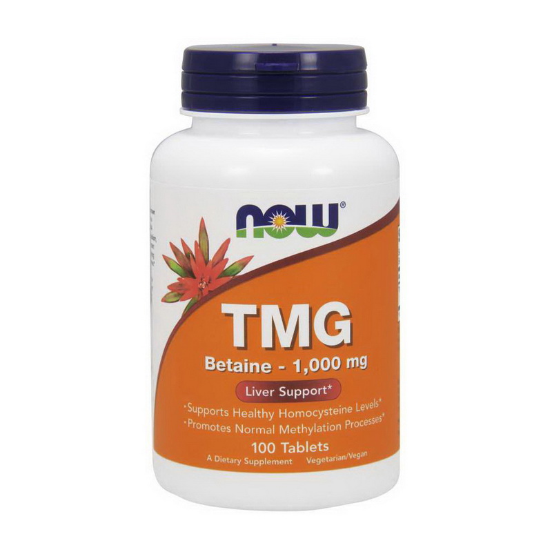 Бетаїн TMG, Now Foods TMG Betaine, 1000 мг, 100 таблеток