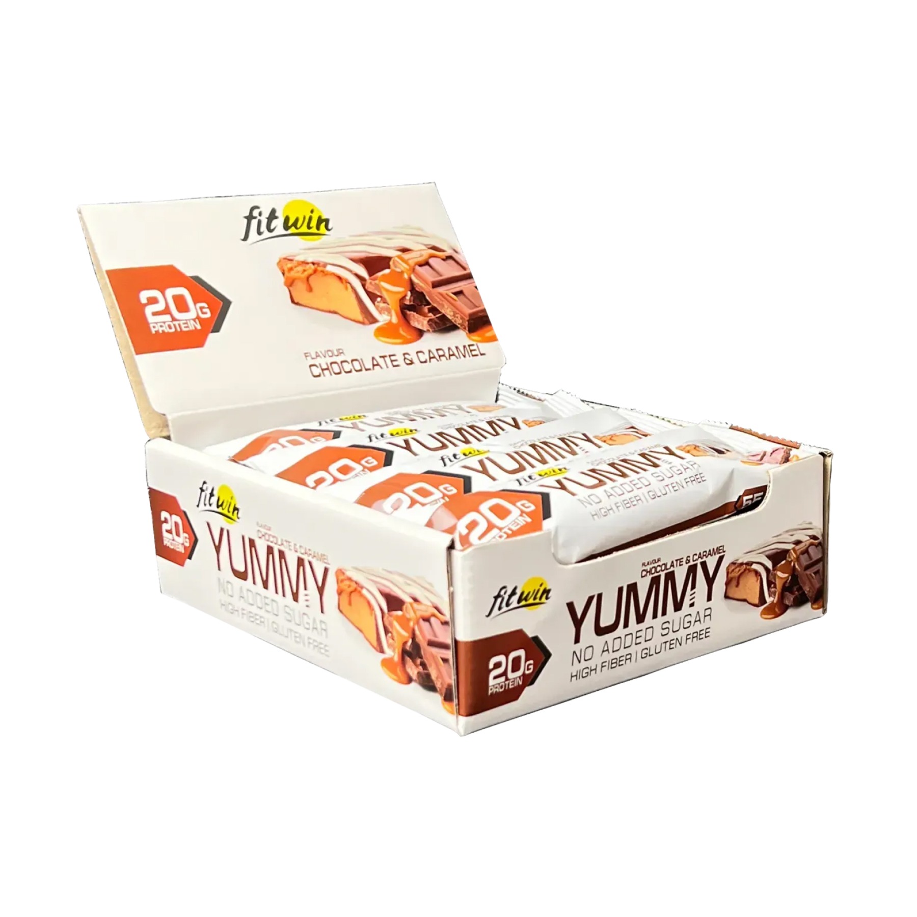 Протеїновий батончик, FitWin Yummy  12 шт. по 55 г. (Шоколад, Карамель)