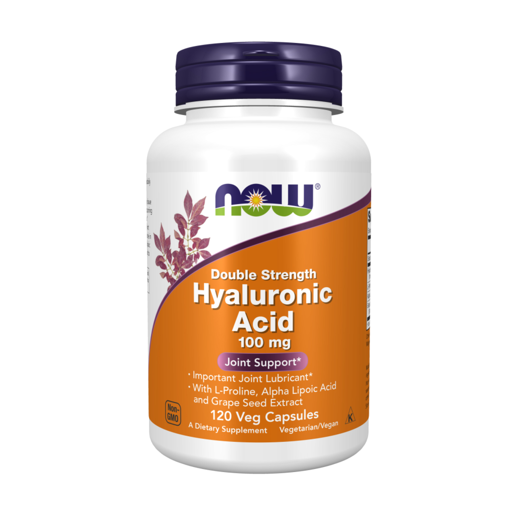 Гіалуронова кислота, Now Foods Hyaluronic Acid Double Strength, 100 мг, 120 вегетаріанських капсул