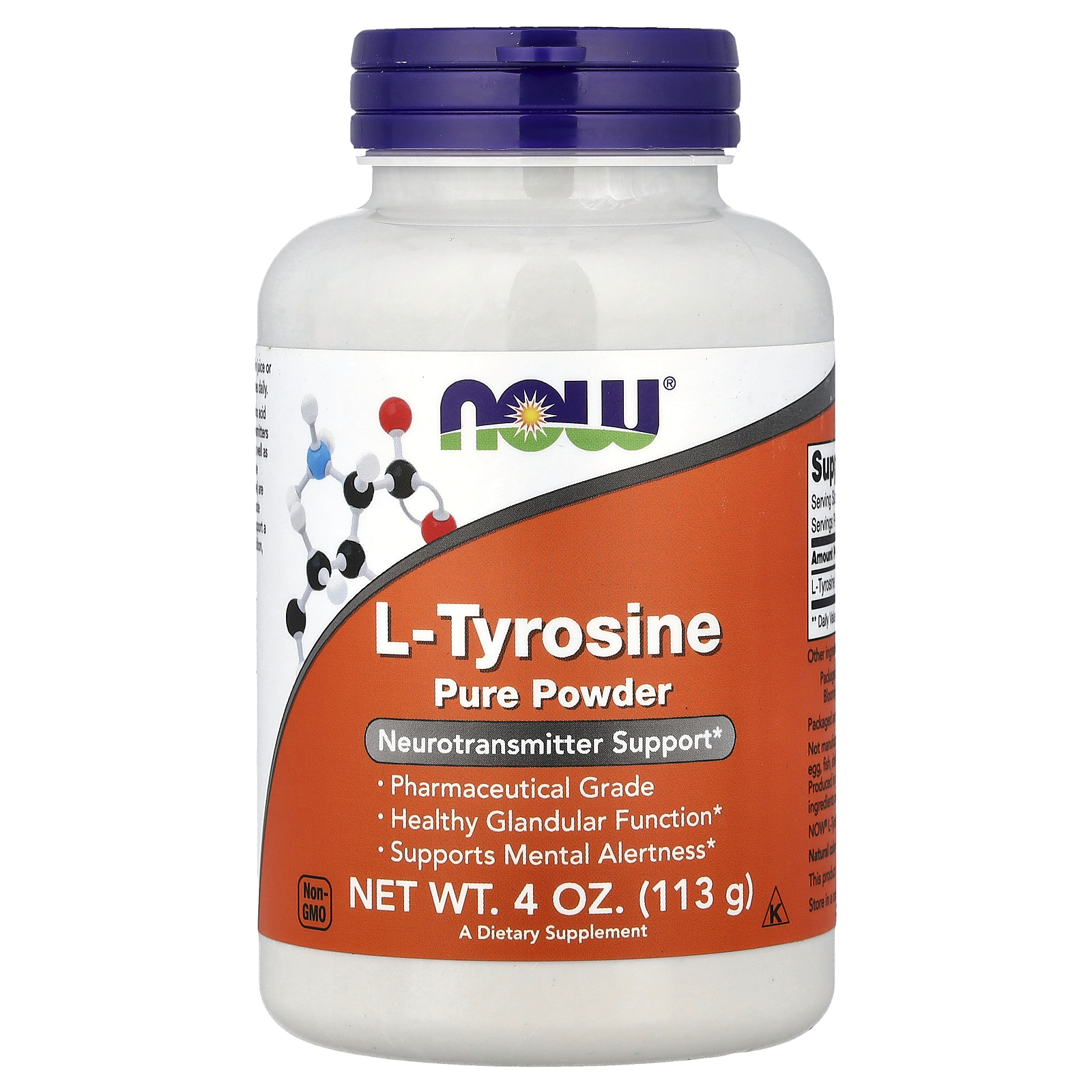 Тирозин, Now Foods L-Tyrosine Pure Powder, 400 мг, 113 г