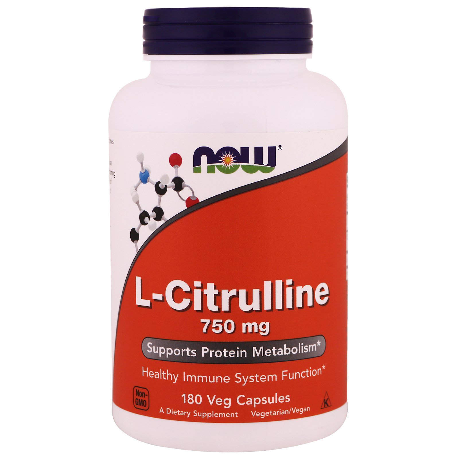 L-Цитрулін, Now Foods L-Citrulline, 750 мг, 180 вегетаріанських капсул