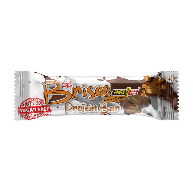Протеїновий батончик, Power Pro Brisee Protein Bar 25% sugar free, 55 г (Арахіс та карамель)