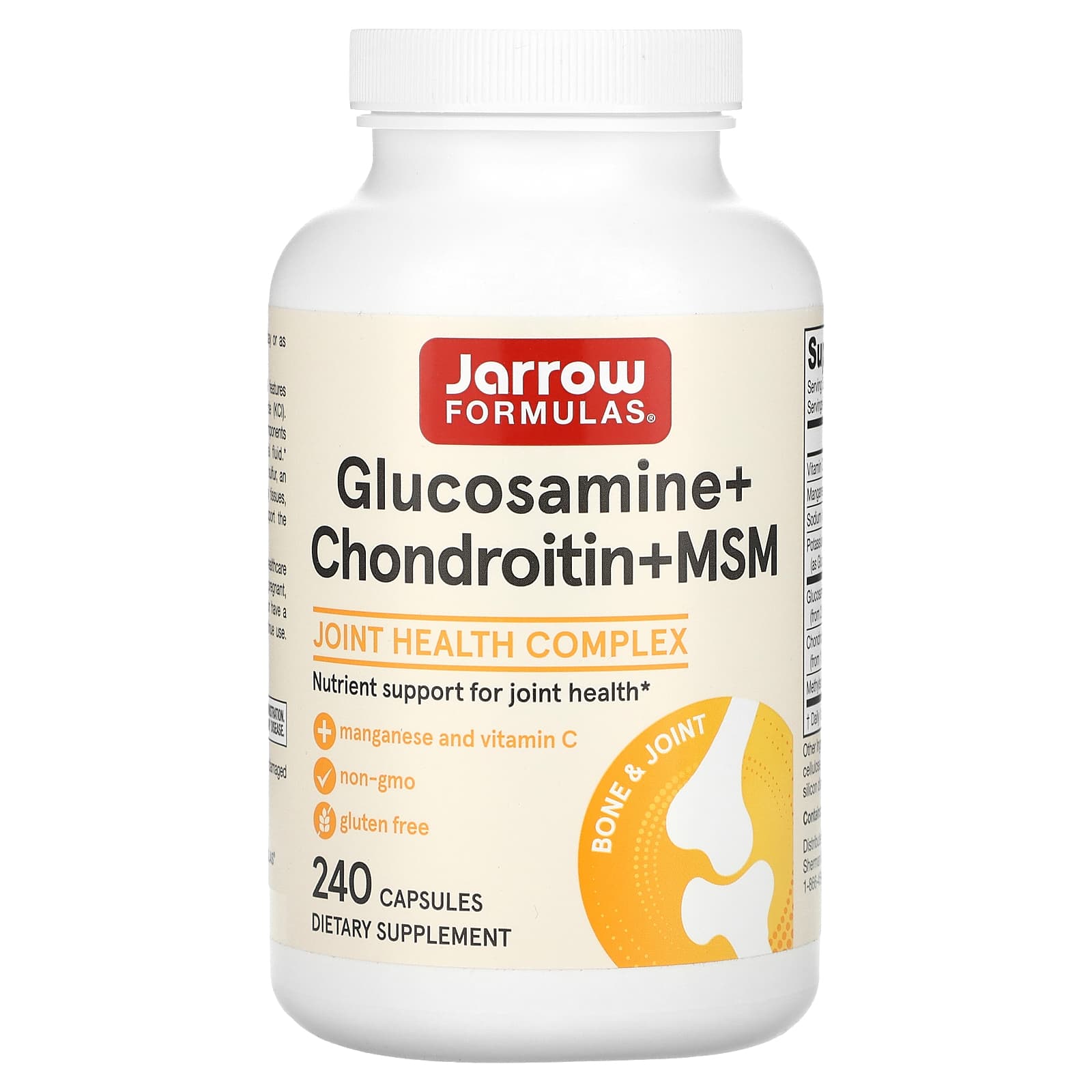 Глюкозамін, хондроїтин та МСМ, Jarrow Formulas Glucosamine + Chondroitin + MSM, 240 капсул