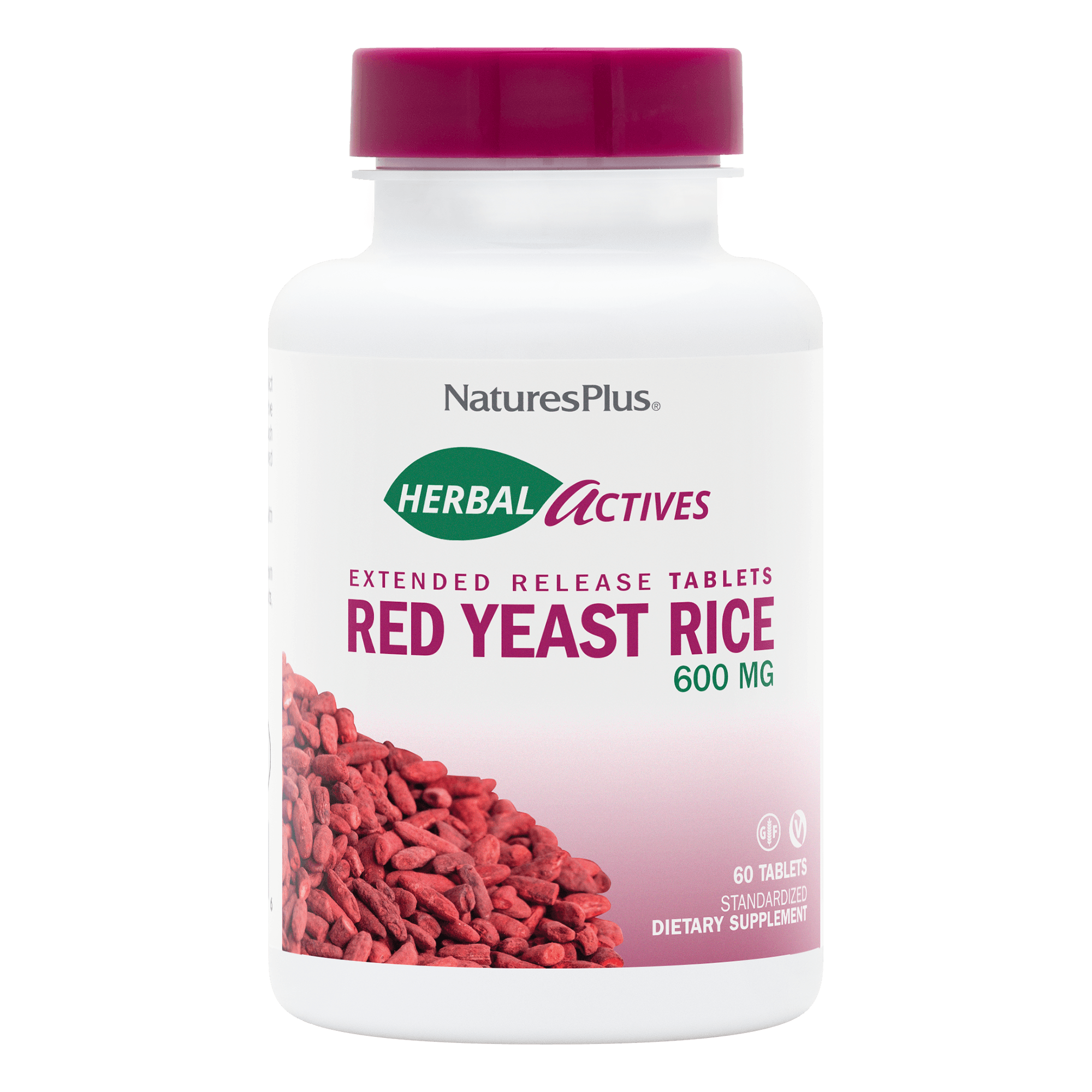Червоний дріжджовий рис, Natures Plus Herbal Actives Red Yeast Rice, 600 мг, 60 таблеток