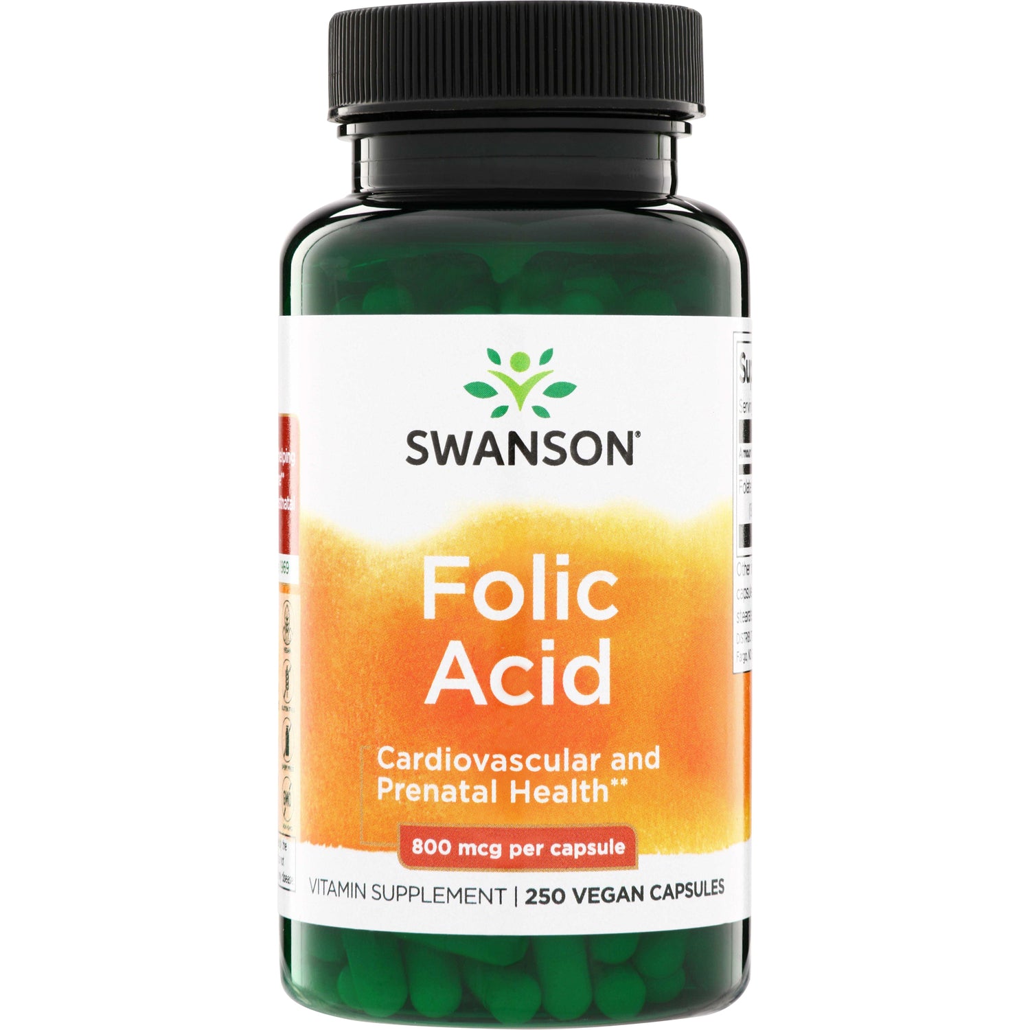 Фолієва кислота, Swanson Folic Acid, 800 мкг, 250 капсул