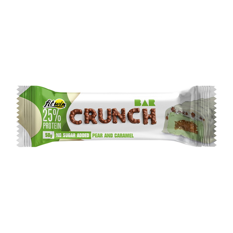 Протеїновий батончик, FitWin Crunch Bar No Sugar Added, 50 г (Груша та карамель)