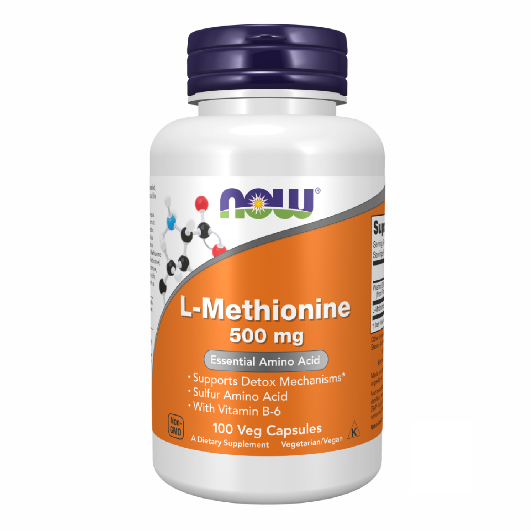 L-Метіонін, Now Foods L-Methionine, 500 мг, 100 вегетаріанських капсул