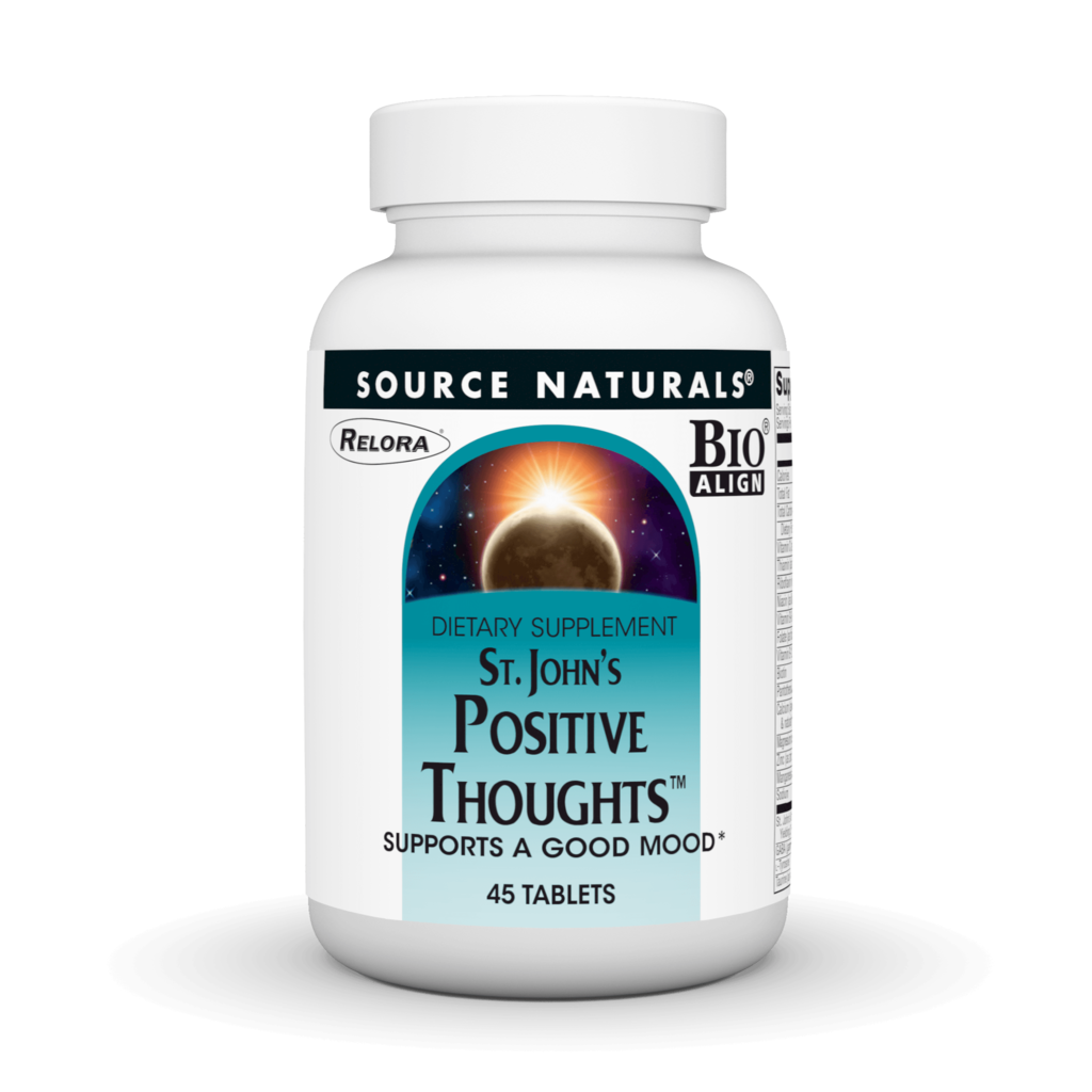 Звіробій для підтримки нервової системи, Source Naturals St. John's Positive Thoughts, 45 таблеток