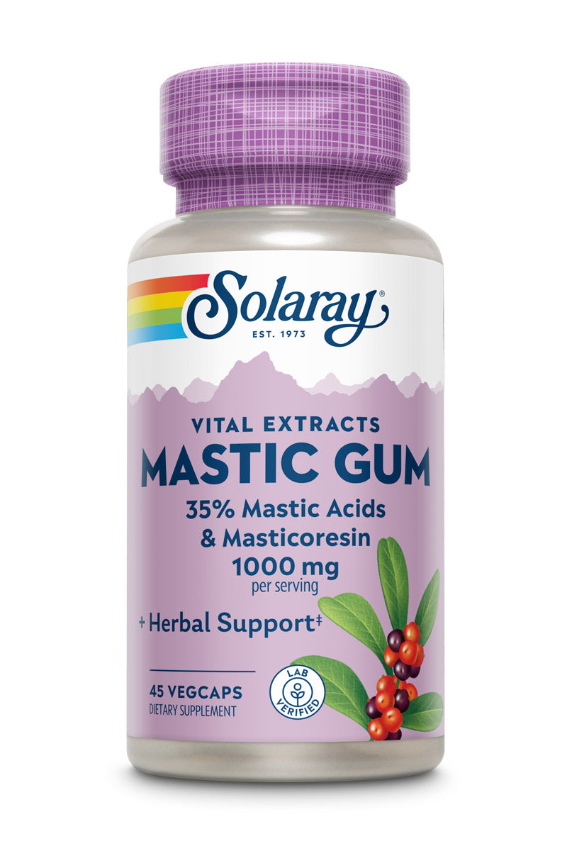 Екстракт смоли мастикового дерева, Solaray Mastic Gum, 500 мг, 45 вегетаріанських капсул