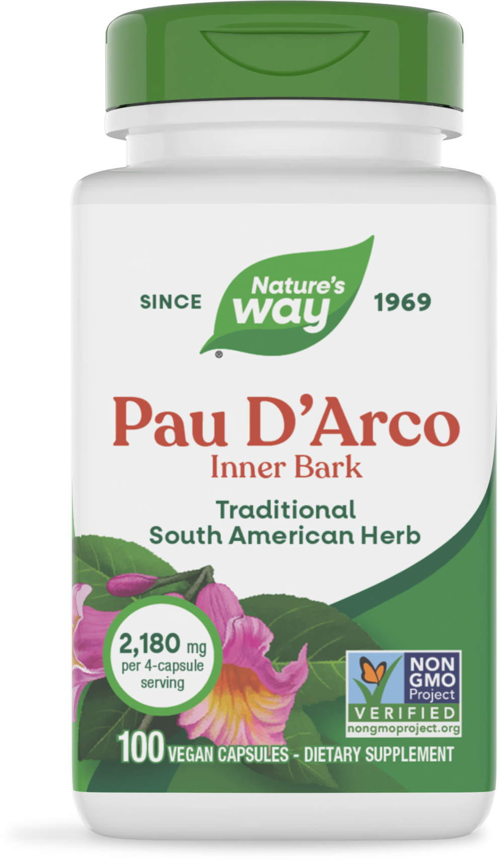 По д'арко, внутрішня кора, Nature's Way Pau D'Arco Inner Bark, 545 мг, 100 вегетаріанських капсул