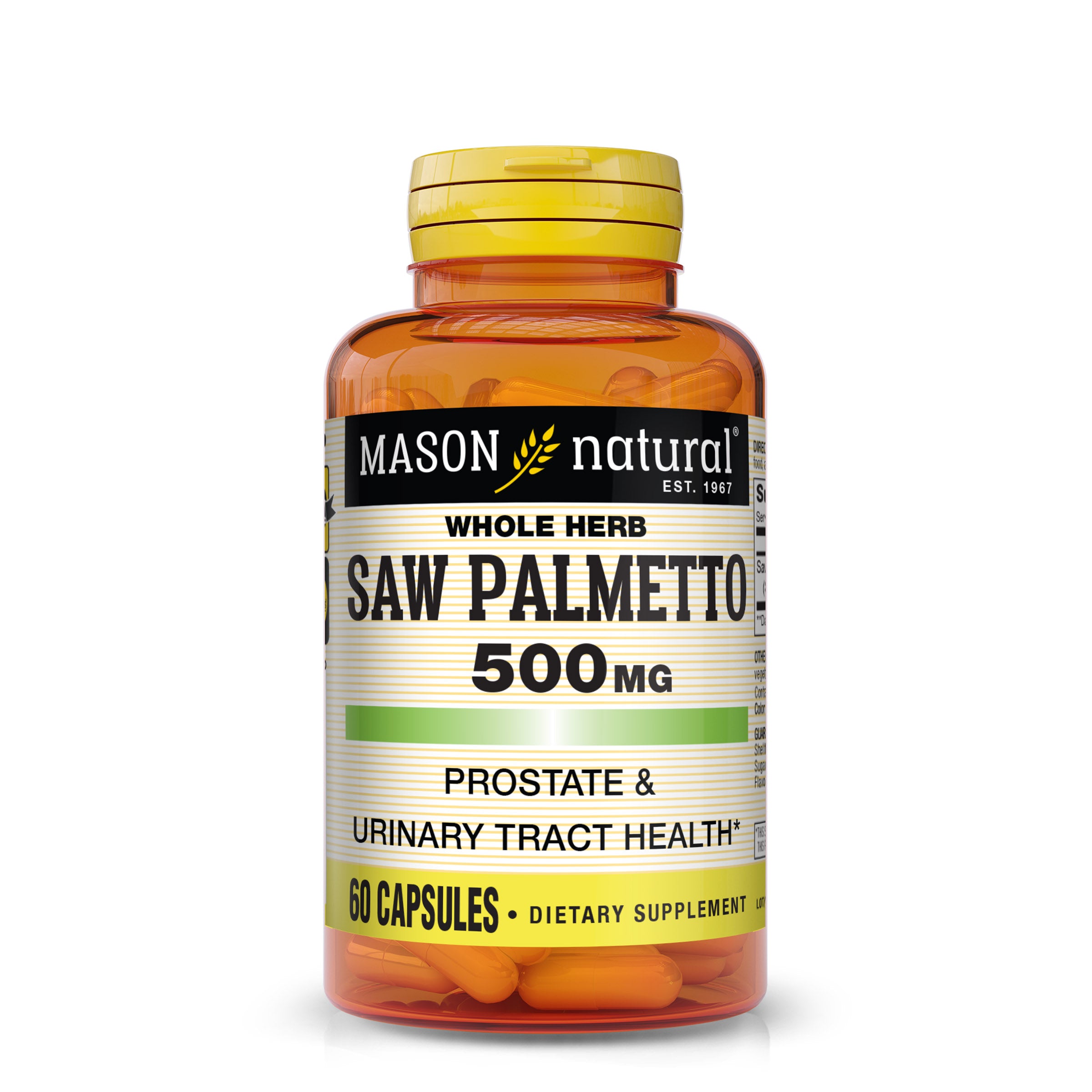 Со Пальметто для здоров'я простати, Mason Natural Saw Palmetto, 500 мг, 60 капсул