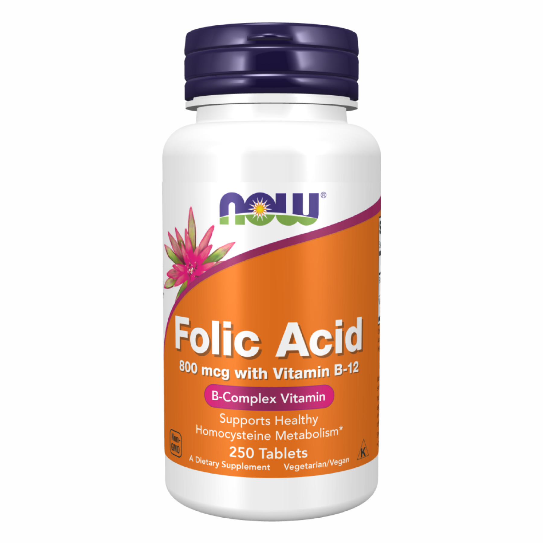 Фолієва кислота та вітамін B12, Now Foods Folic Acid with Vitamin B-12, 800 мкг, 250 таблеток