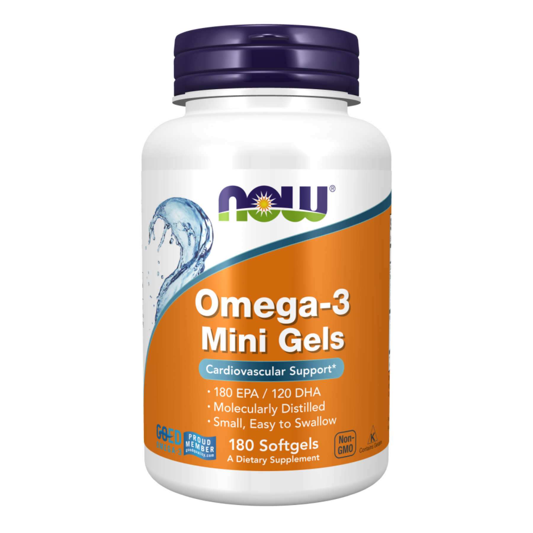 Омега-3, Now Foods Omega-3 Mini Gels, 500 мг, 180 м'яких капсул