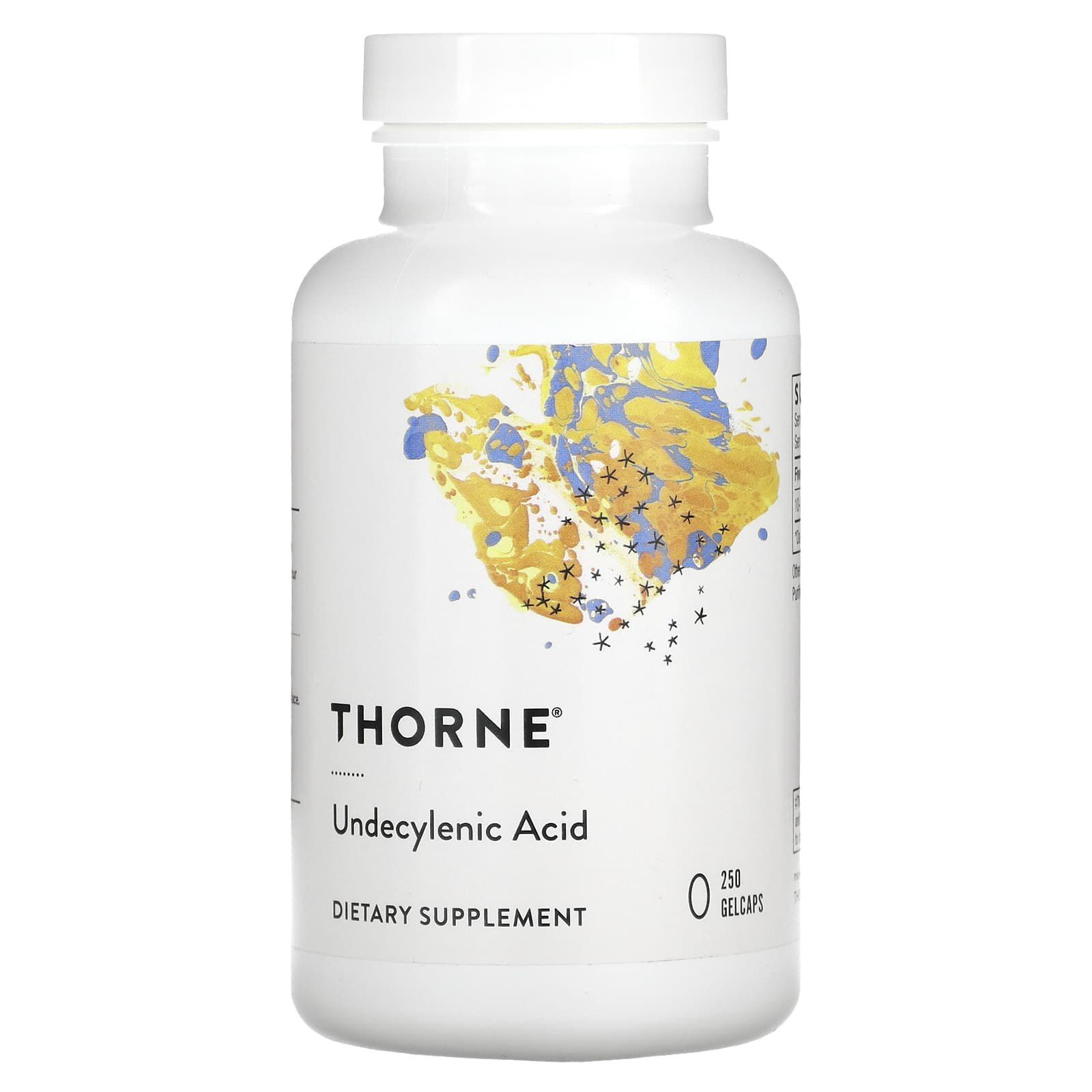 Ундециленова кислота, Thorne Research Undecylenic Acid, 50 мг, 250 м'яких капсул