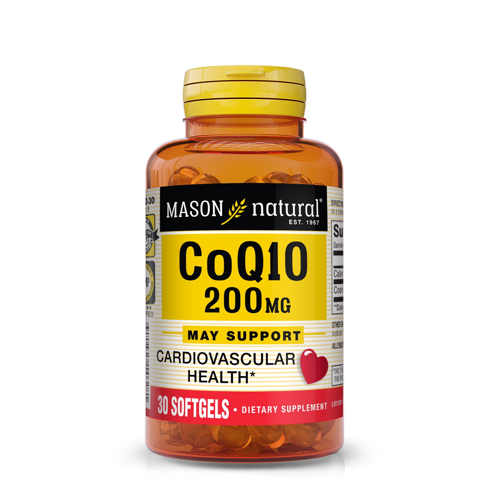 Коензим Q10, Mason Natural Co Q10, 200 мг, 30 м'яких капсул