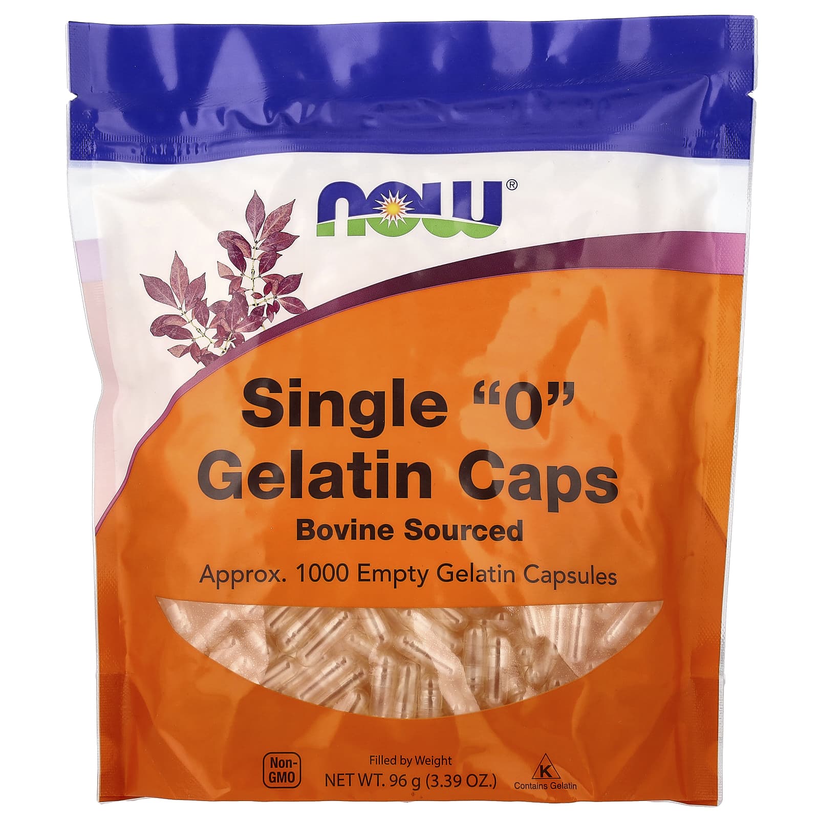 Порожні желатинові капсули, Now Foods Single "0" Gelatin Caps, 1000 шт.