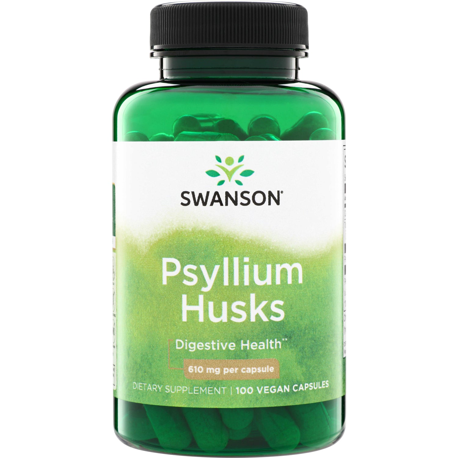 Лушпиння насіння подорожника, Swanson Psyllium Husks, 610 мг, 100 вегетаріанських капсул