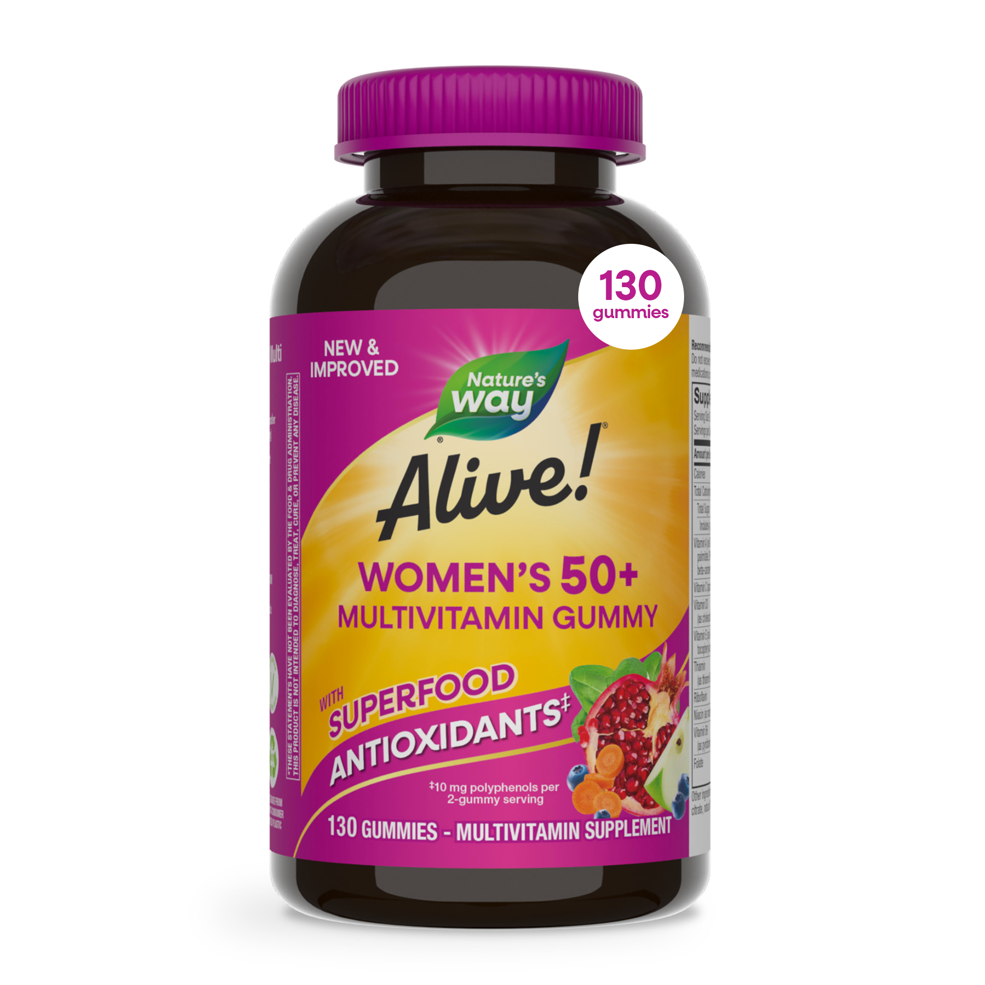Мультивітаміни для жінок 50+, Nature's Way Alive! Women's 50+ Gummy Vitamins, 130 жувальних цукерок (Ягода)