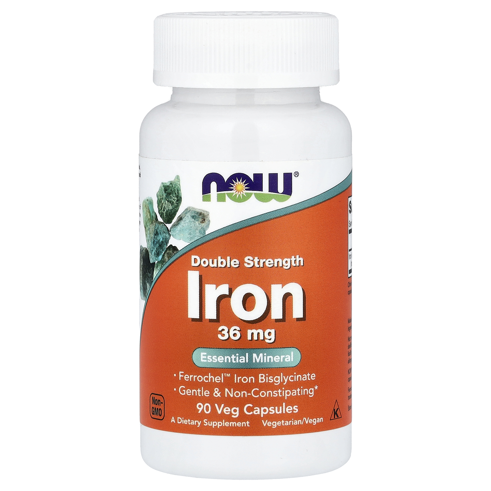 Залізо бісгліцинат, Now Foods Iron Ferrochel, 36 мг, 90 вегетаріанських капсул