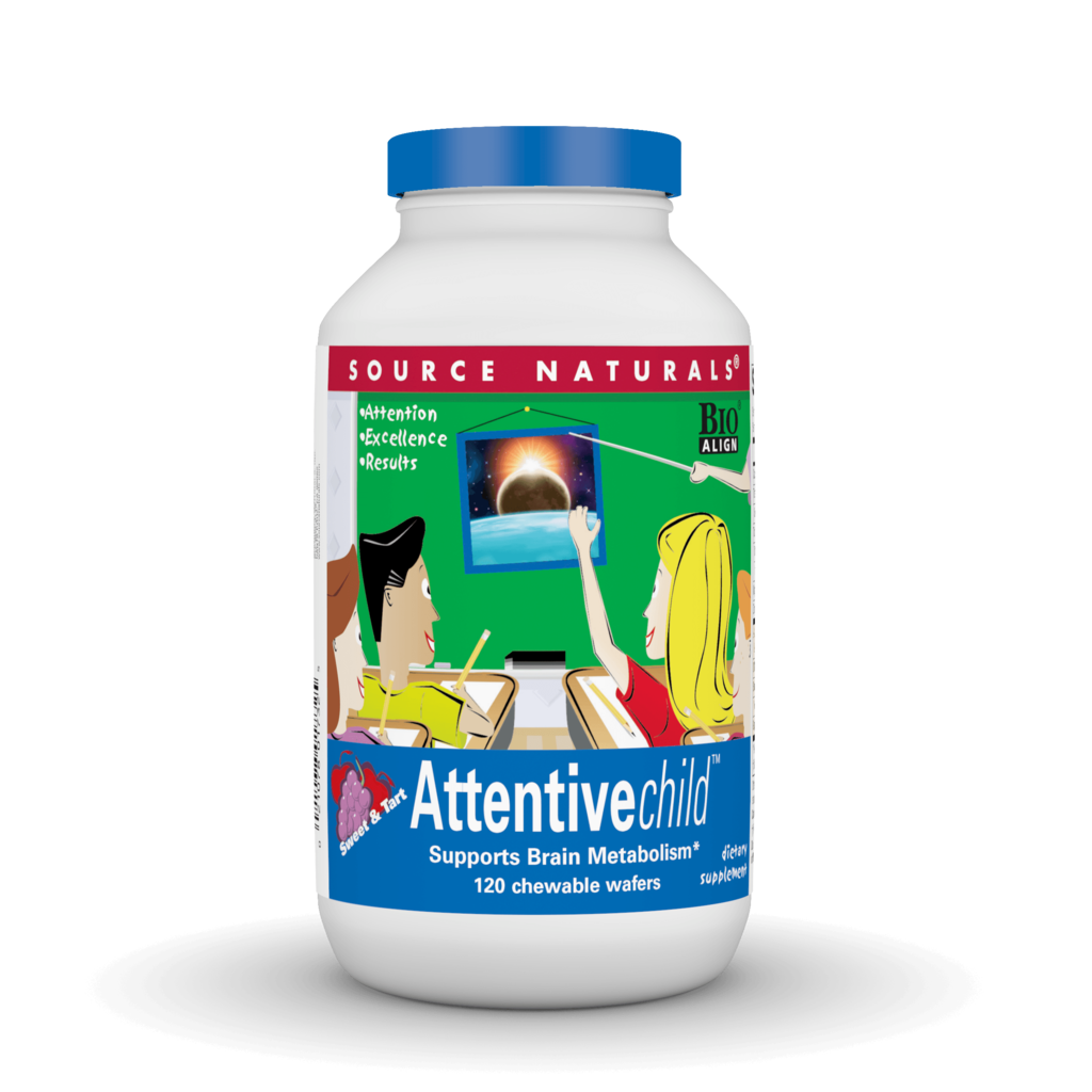 Комплекс для підтримки концентрації уваги, Source Naturals Attentive Child, 120 жувальних таблеток (Солодкий)
