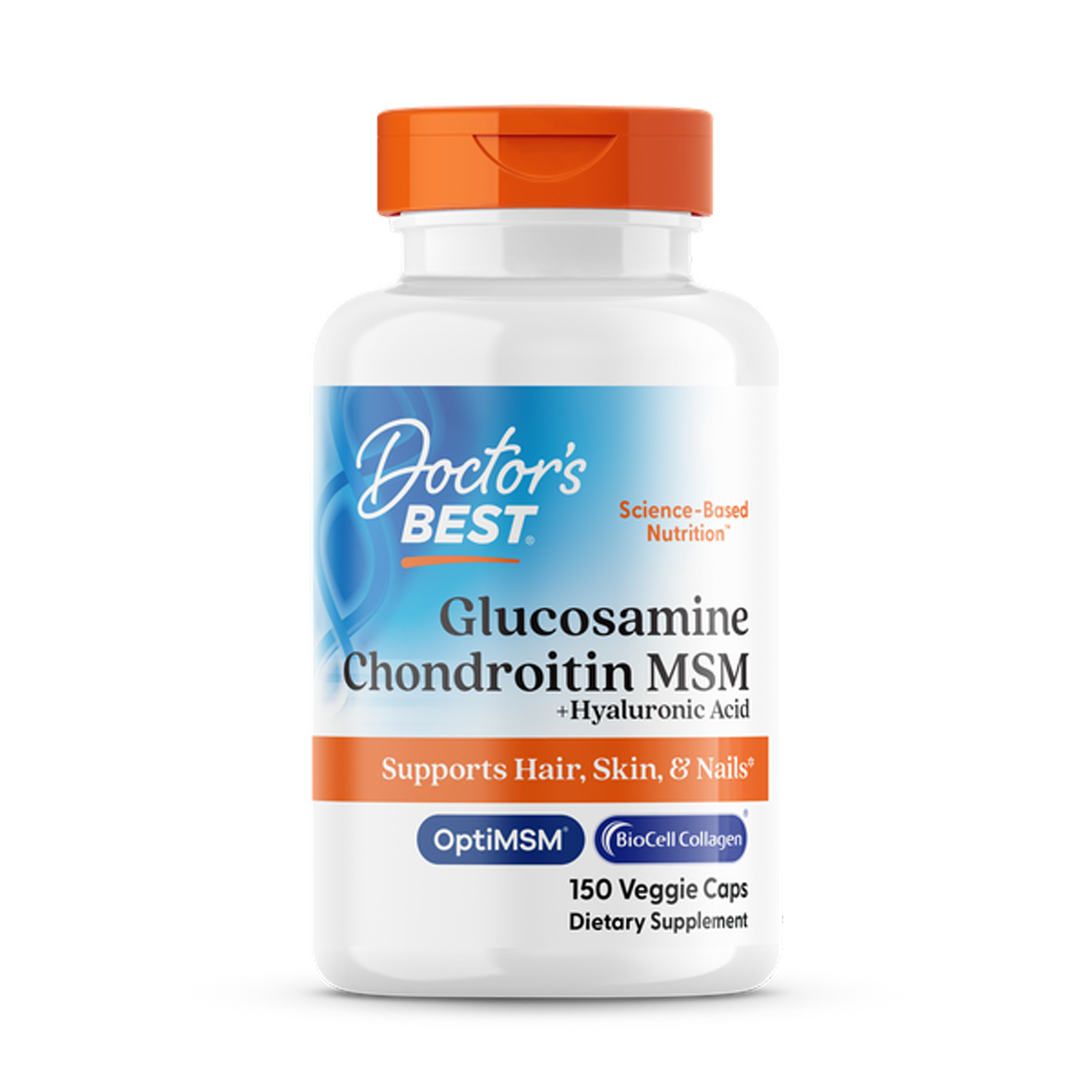 Глюкозамін, хондроїтин, МСМ та гіалуронова кислота, Doctor's Best Glucosamine Chondroitin MSM, 150 капсул